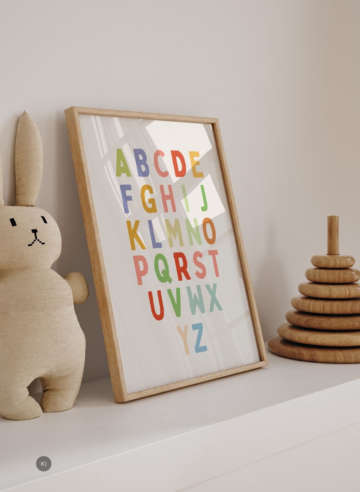 Milan Moon Wandbild ABC mit Rahmen: ECRU