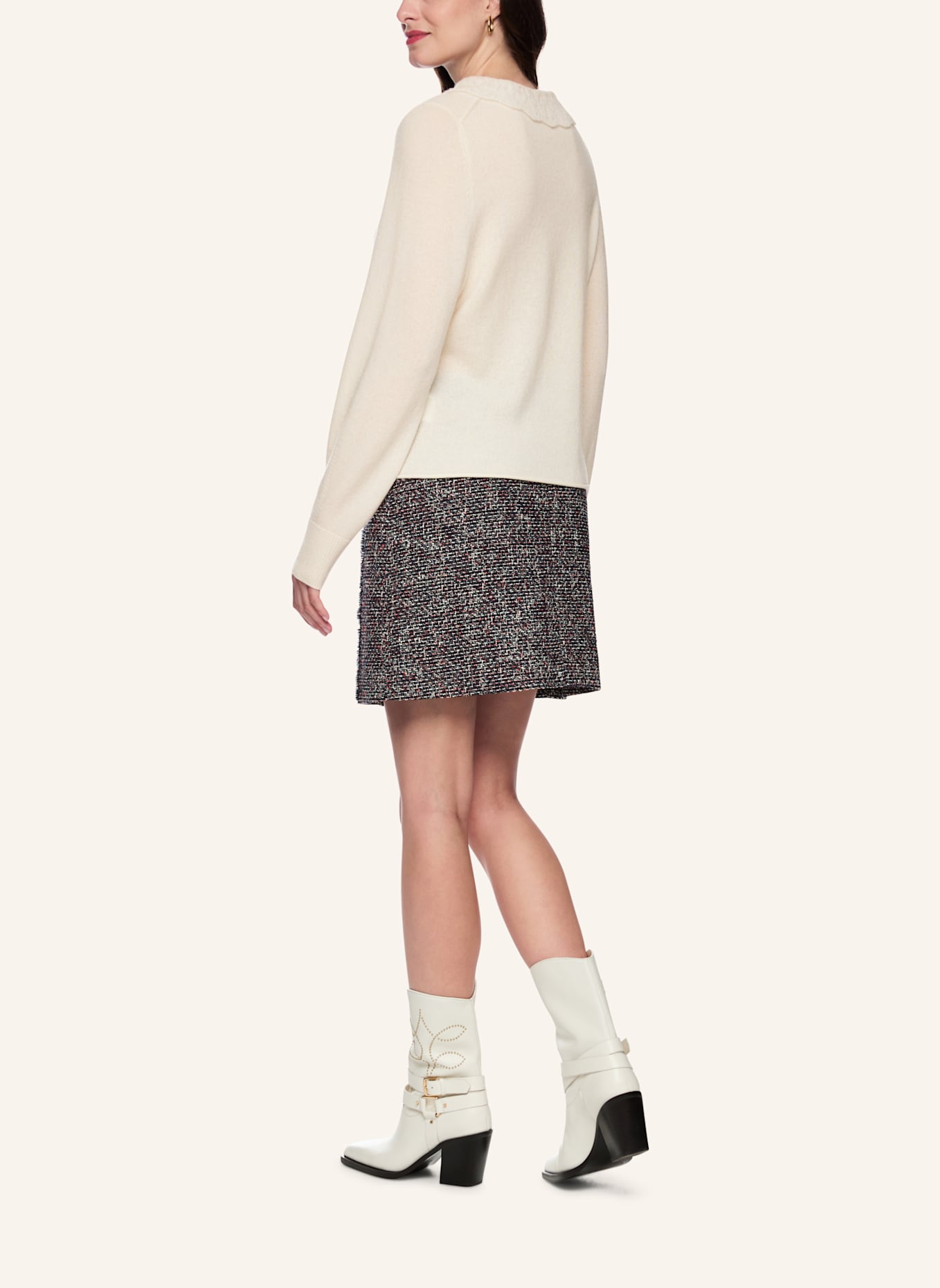 MARC CAIN Pullover: WEISS/ CREME