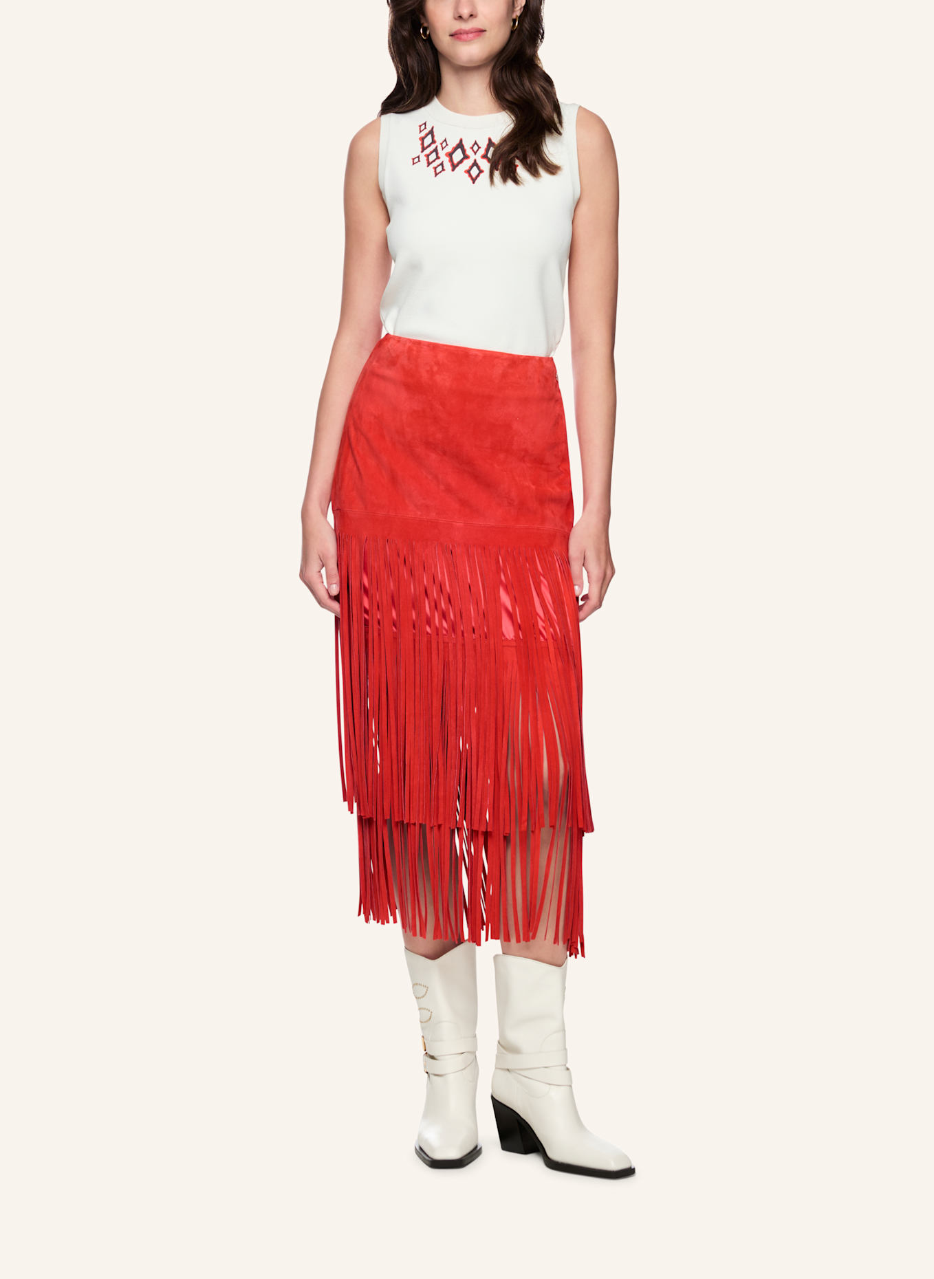 MARC CAIN Lederrock: ROT