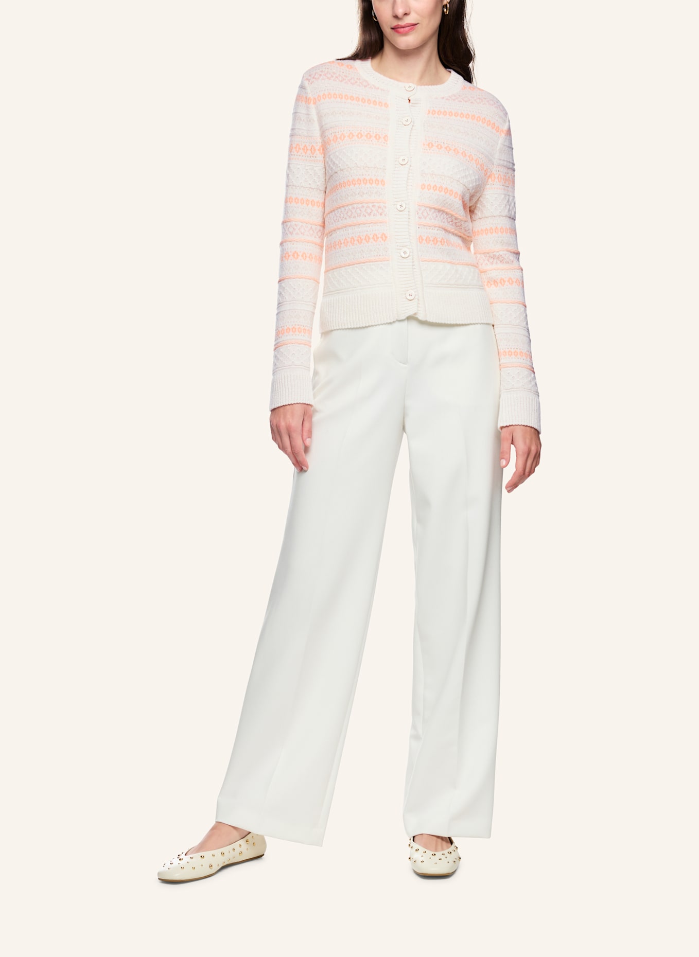 MARC CAIN Cardigan: WEISS/ CREME