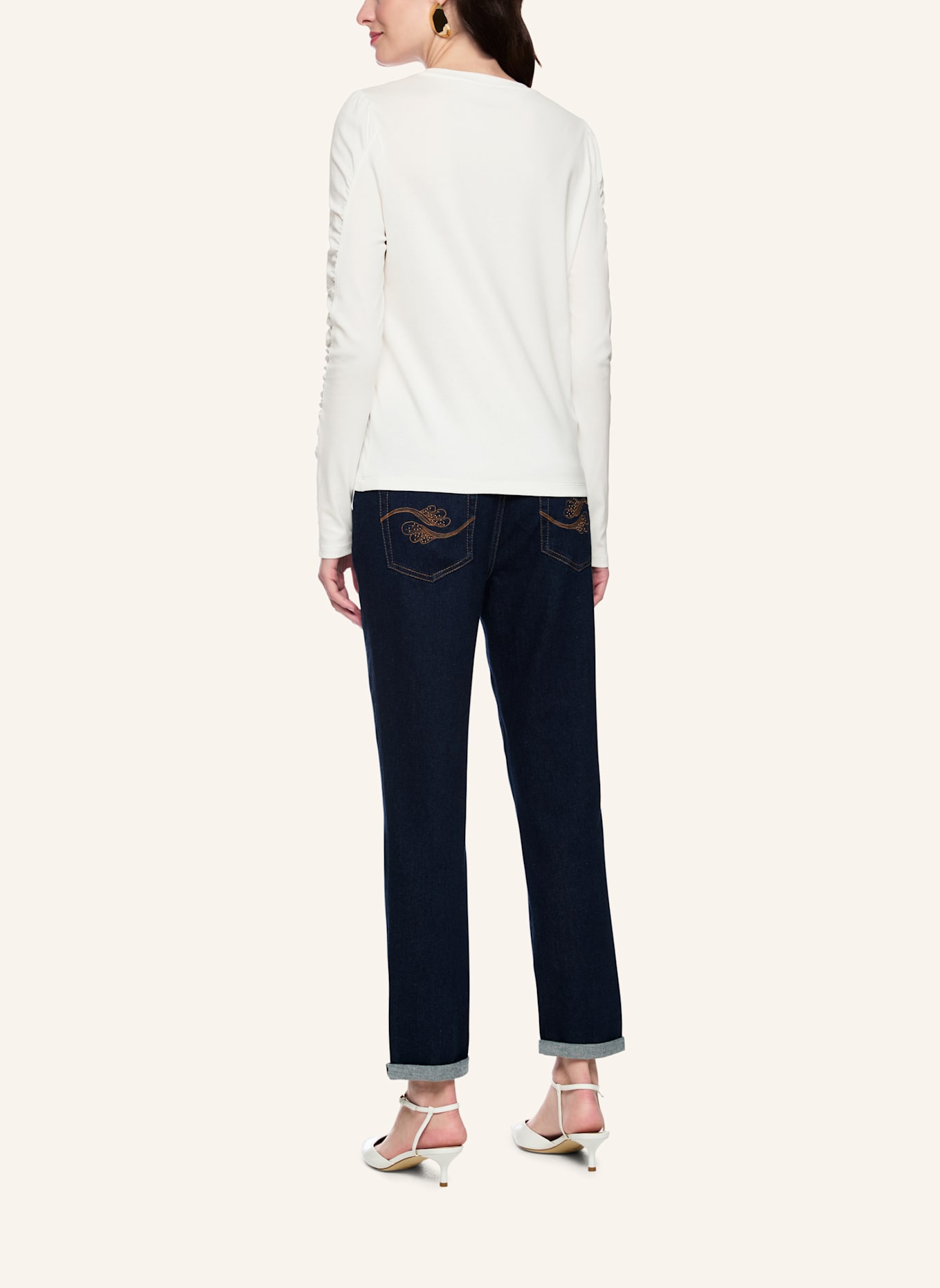 MARC CAIN T-Shirt: WEISS/ CREME