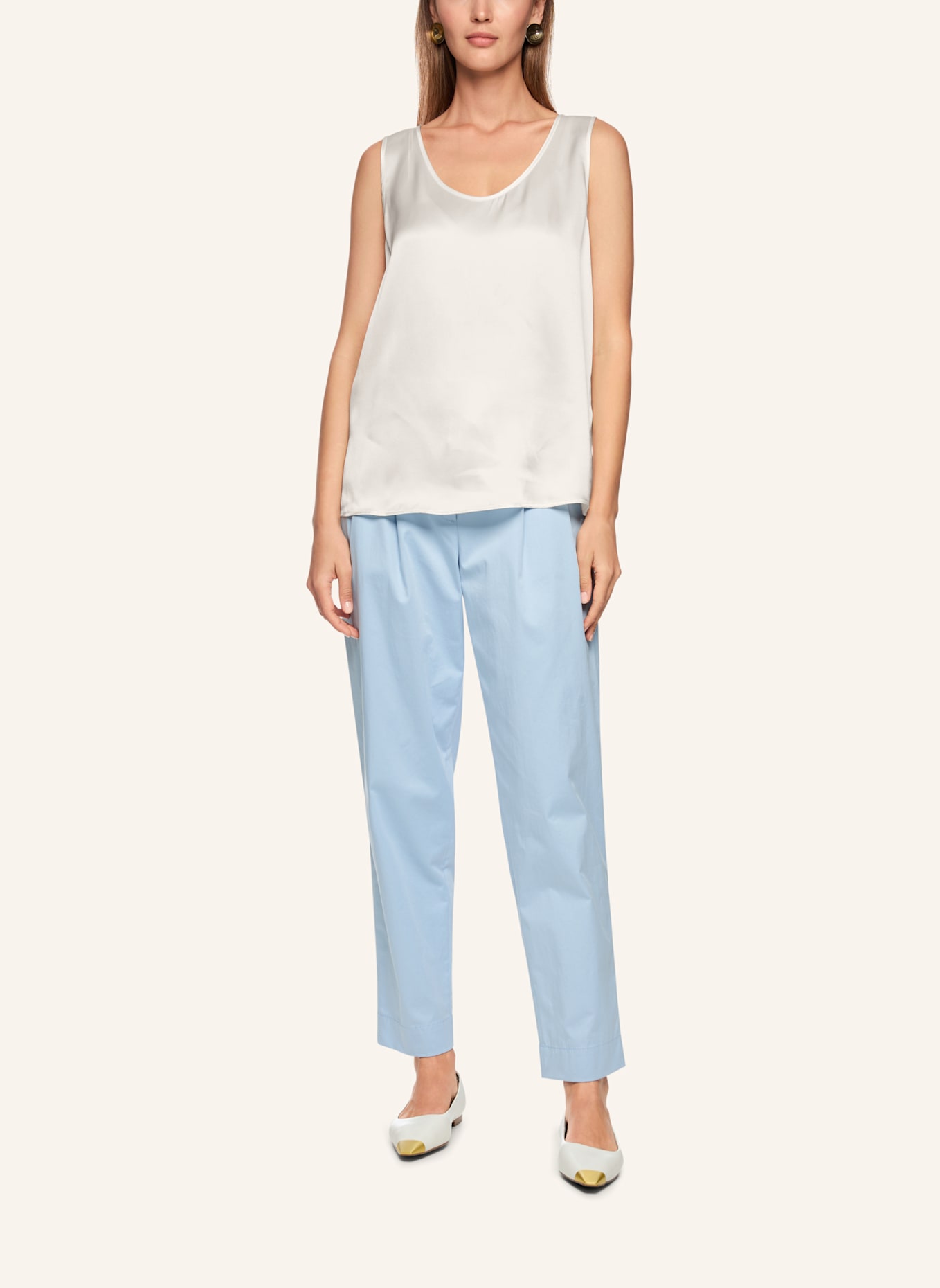 MARC CAIN Seidentop: WEISS/ CREME