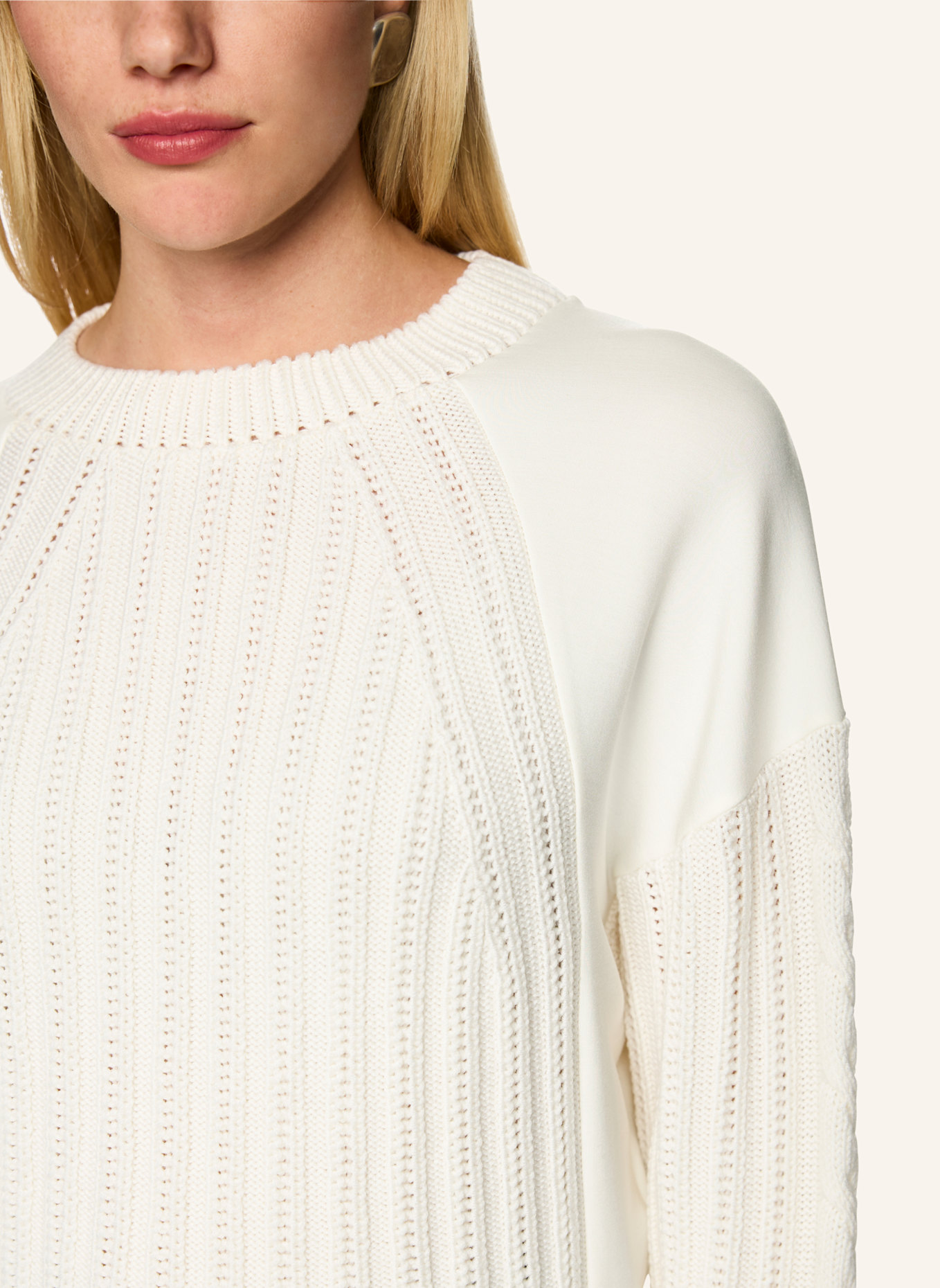 MARC CAIN Pullover: WEISS/ CREME