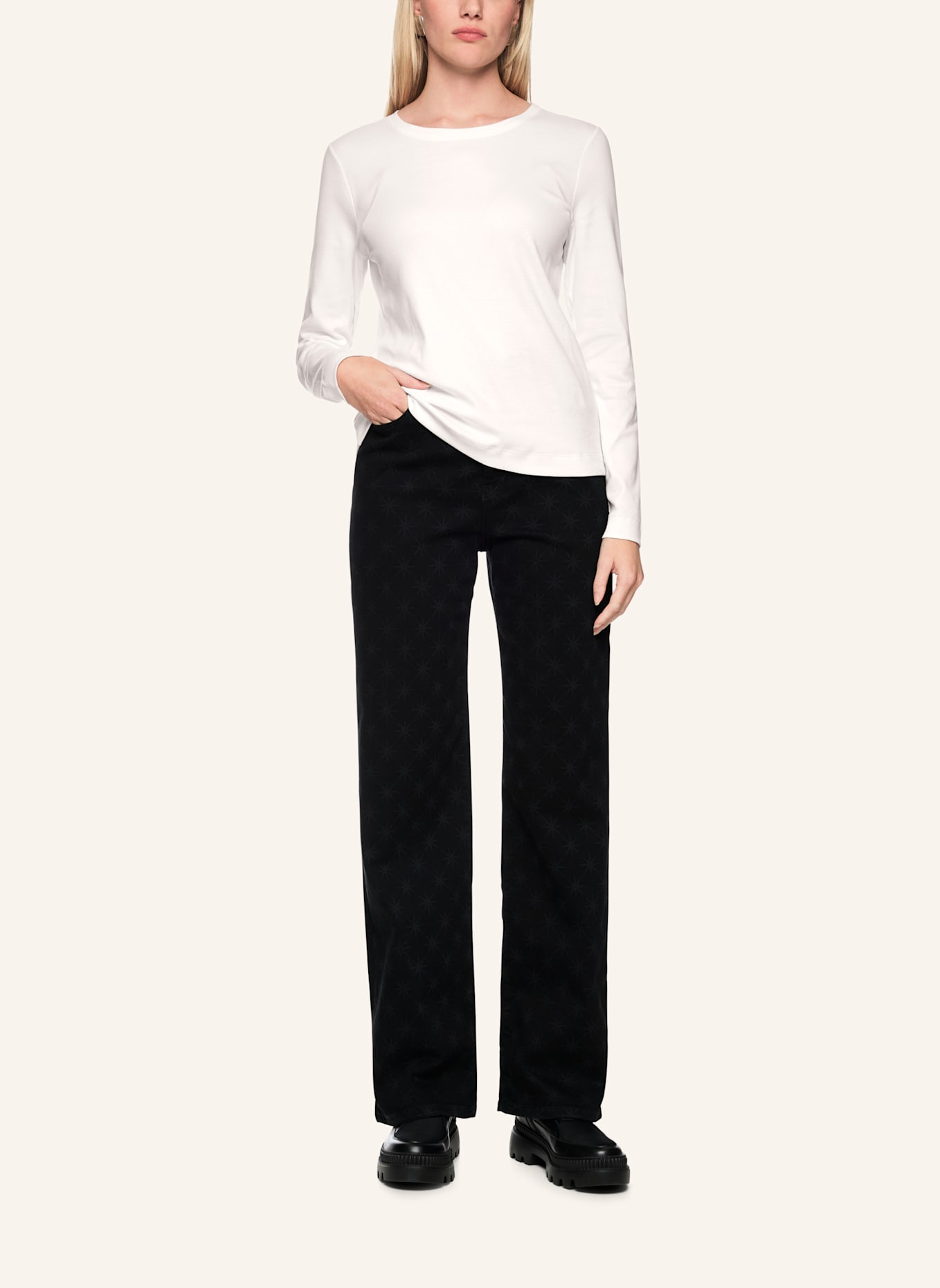 MARC CAIN Longsleeve: WEISS/ CREME