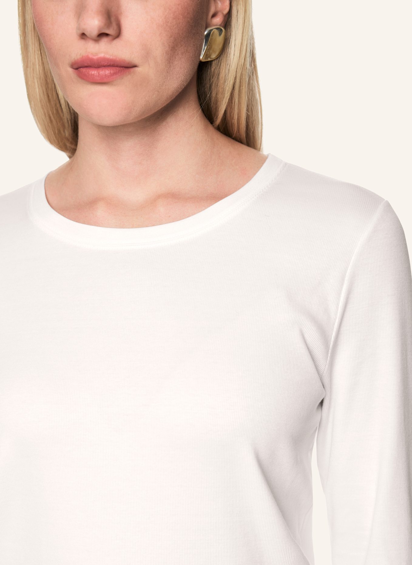 MARC CAIN Longsleeve: WEISS/ CREME