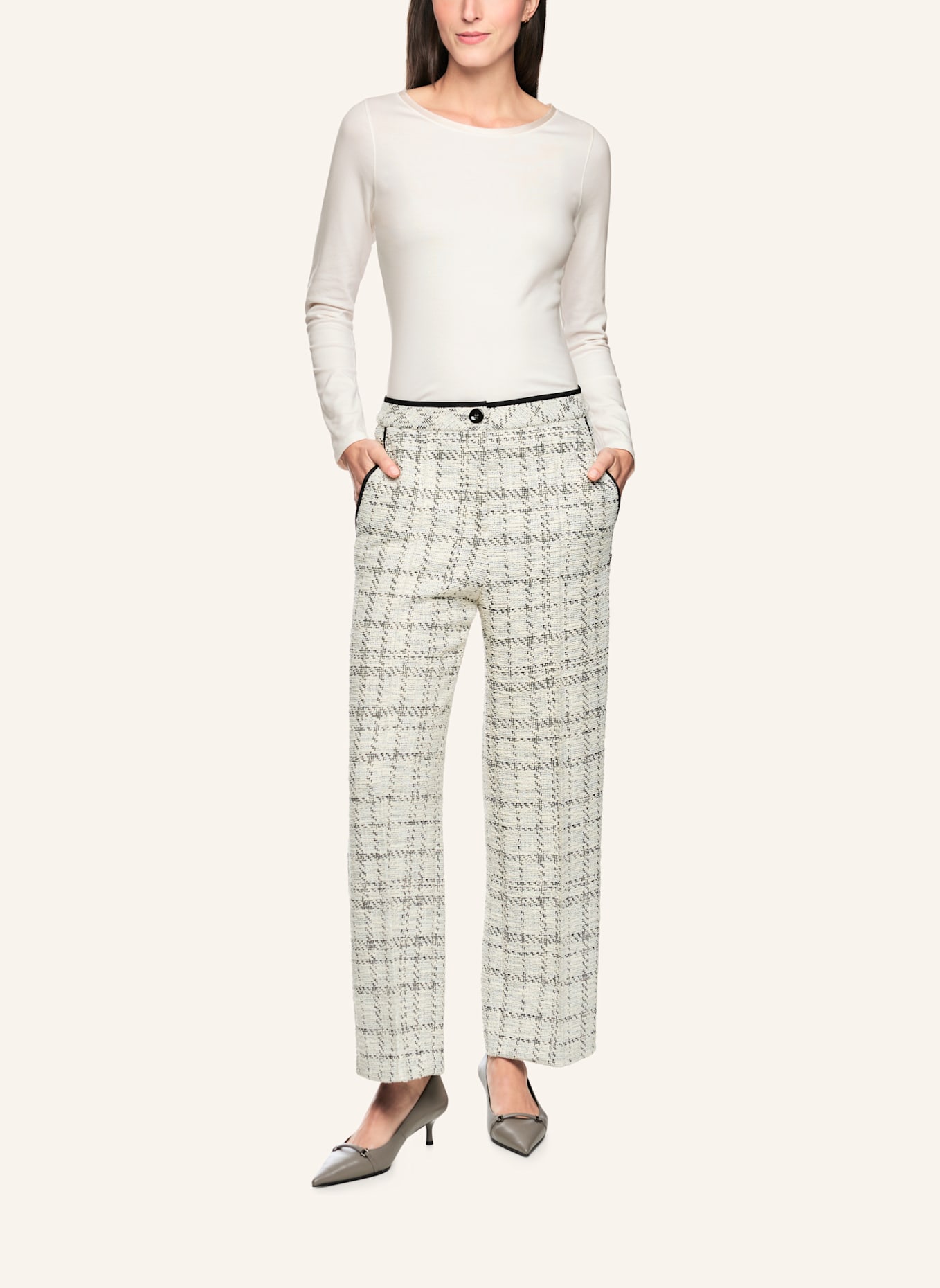 MARC CAIN Longsleeve: WEISS/ CREME