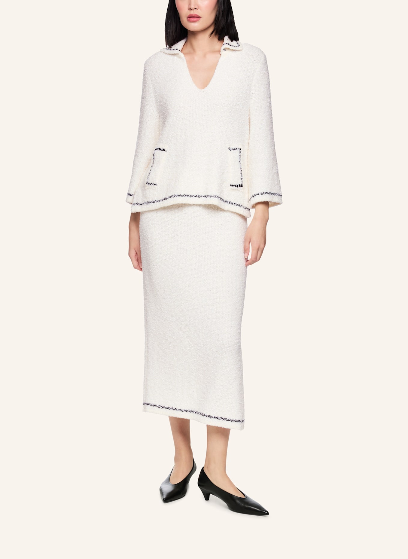 MARC CAIN Pullover: WEISS/ CREME