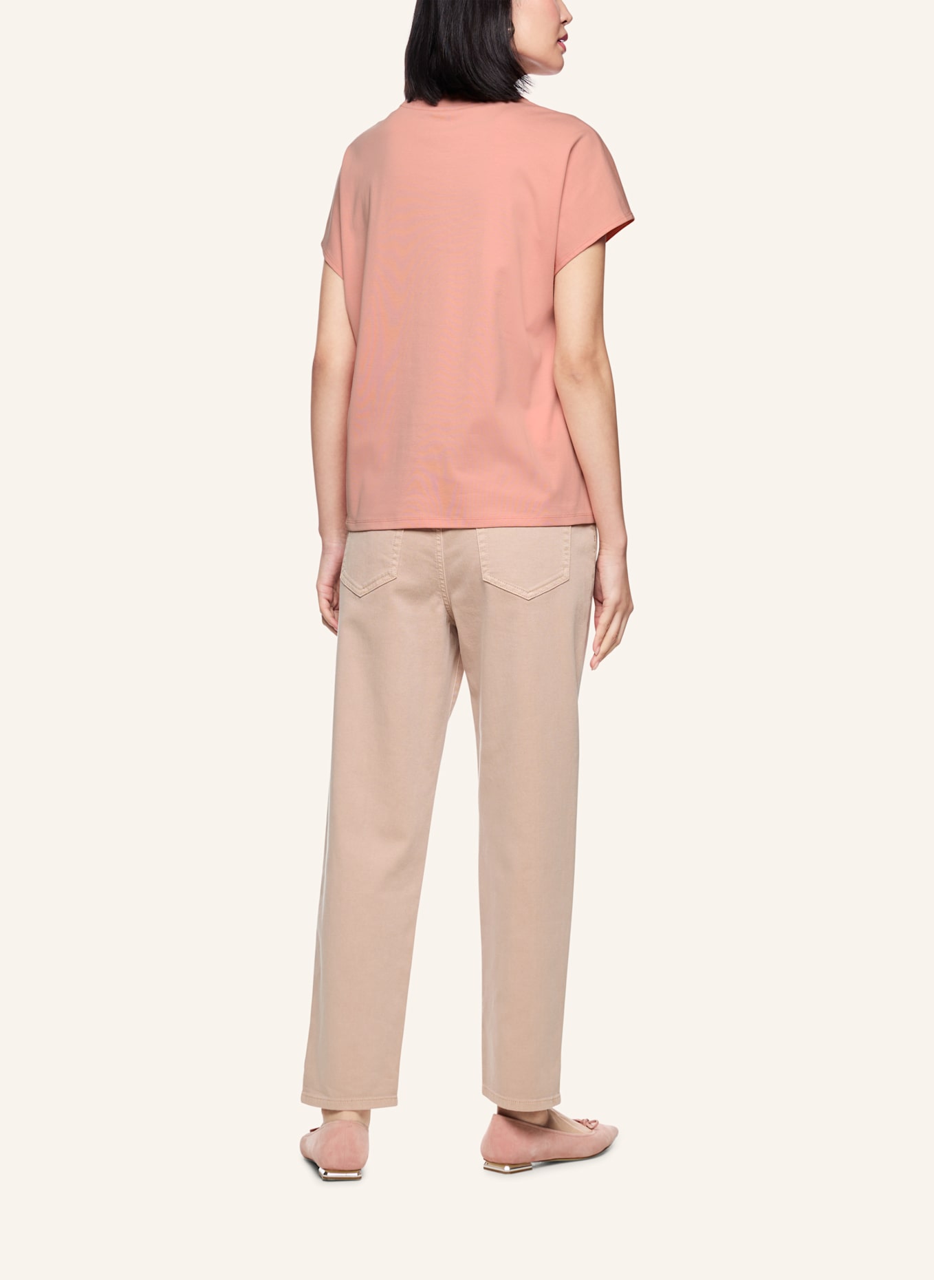 MARC CAIN T-Shirt mit Schmucksteinen: BEIGE