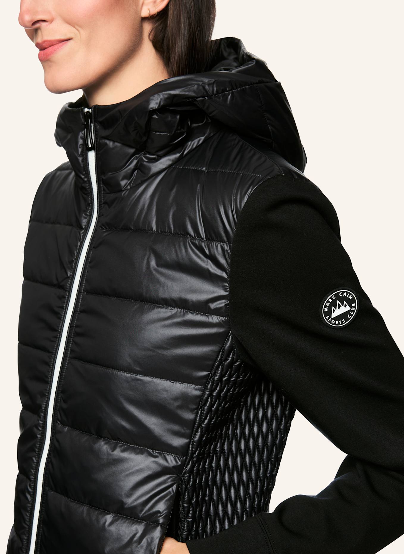 MARC CAIN Steppjacke im Materialmix: SCHWARZ
