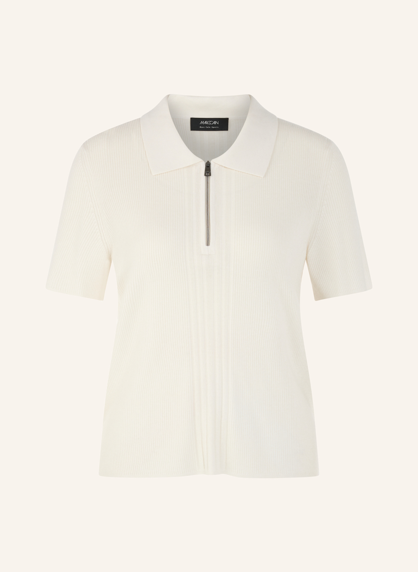 MARC CAIN Poloshirt: WEISS/ CREME