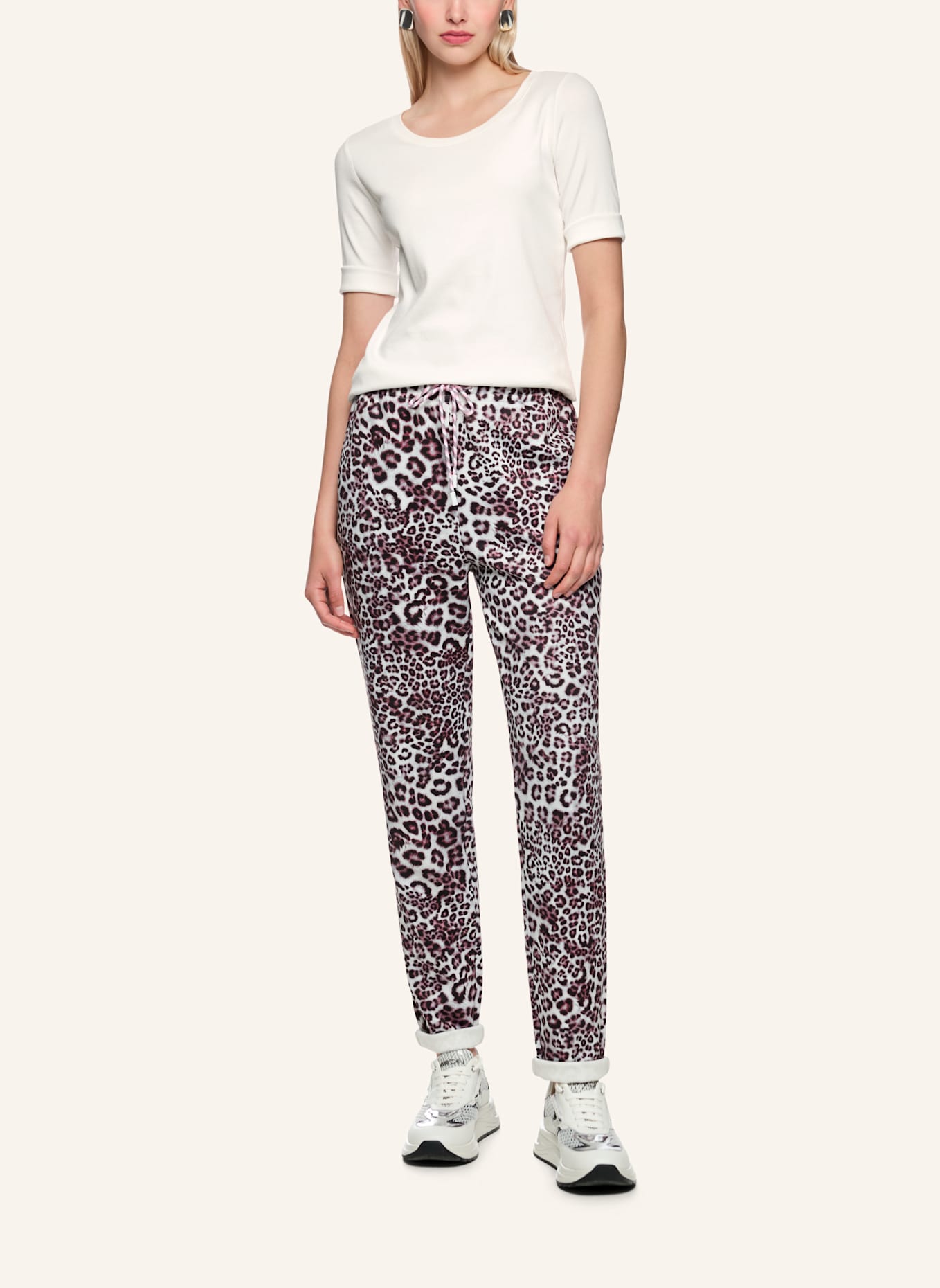 MARC CAIN Shirt mit 3/4-Arm: WEISS/ CREME