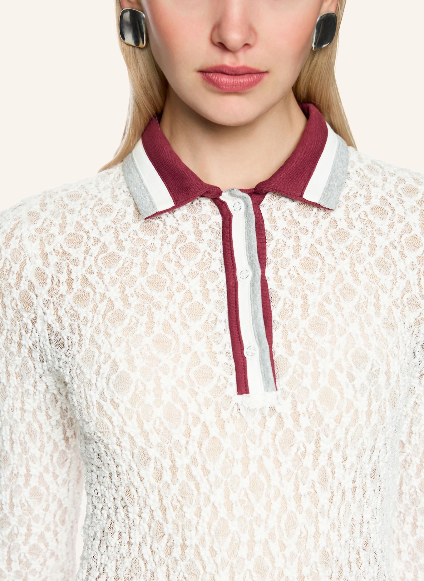MARC CAIN Poloshirt: WEISS/ CREME