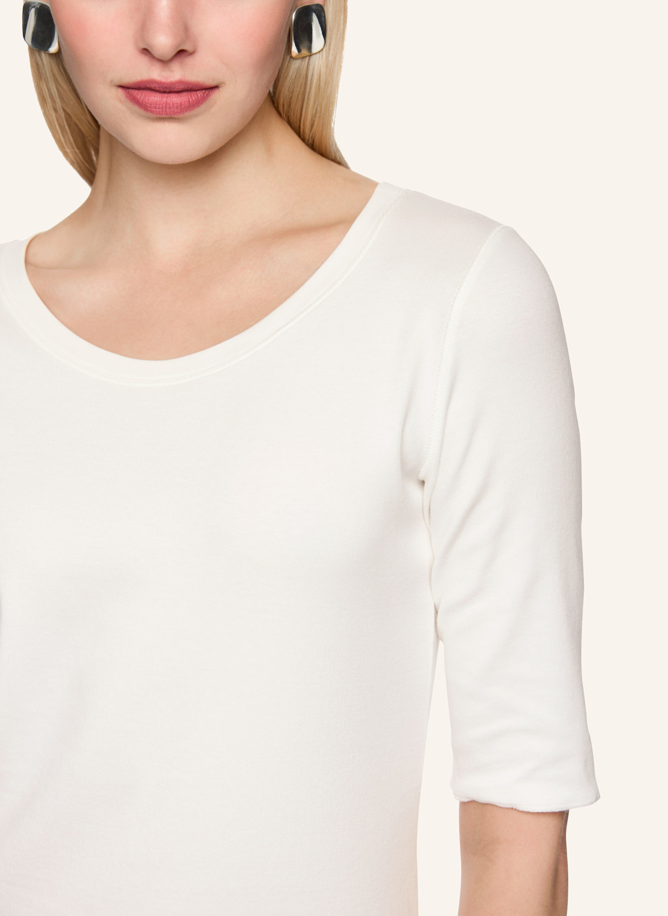 MARC CAIN Shirt mit 3/4-Arm: WEISS/ CREME