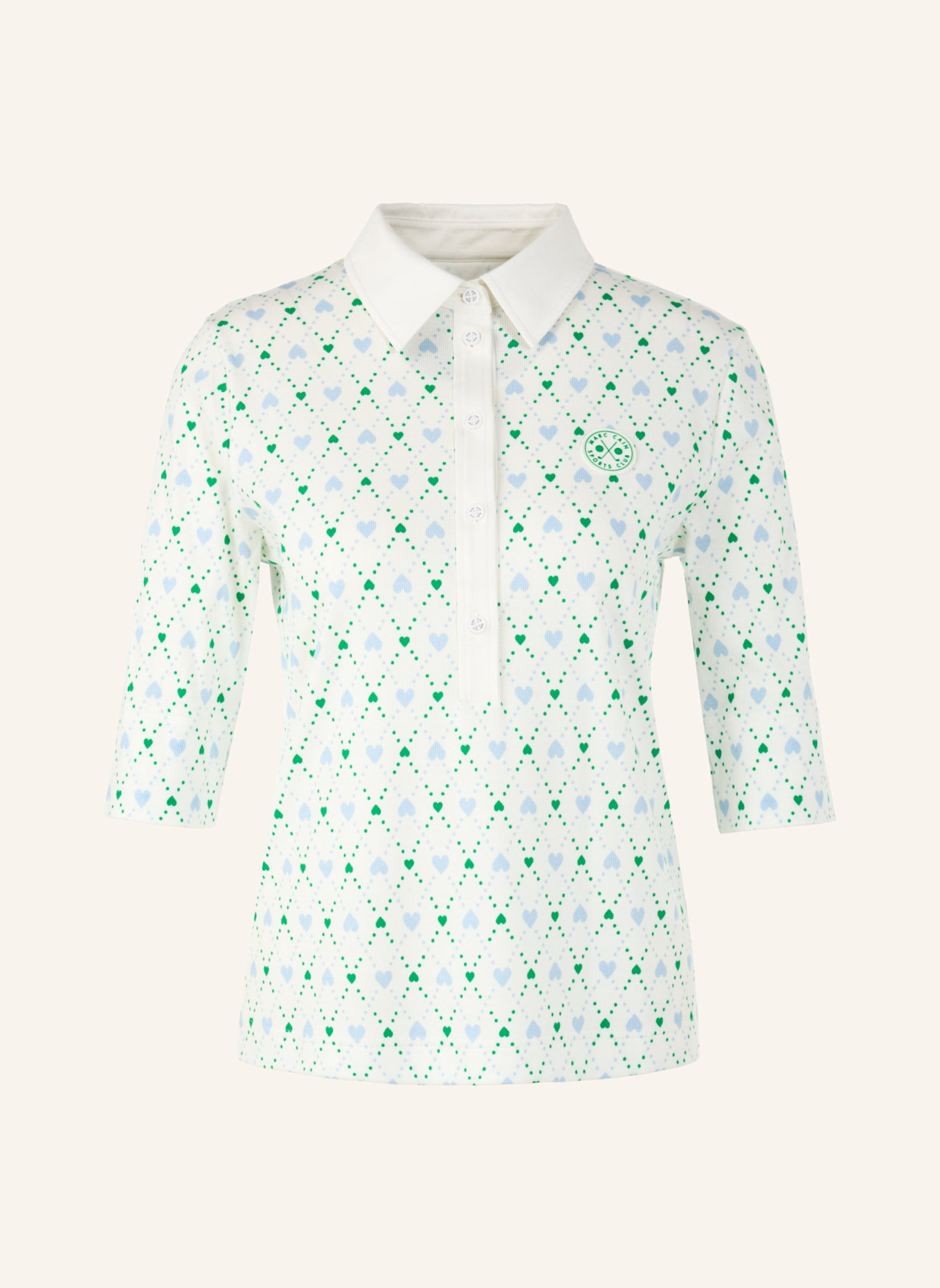 MARC CAIN Poloshirt: WEISS/ CREME