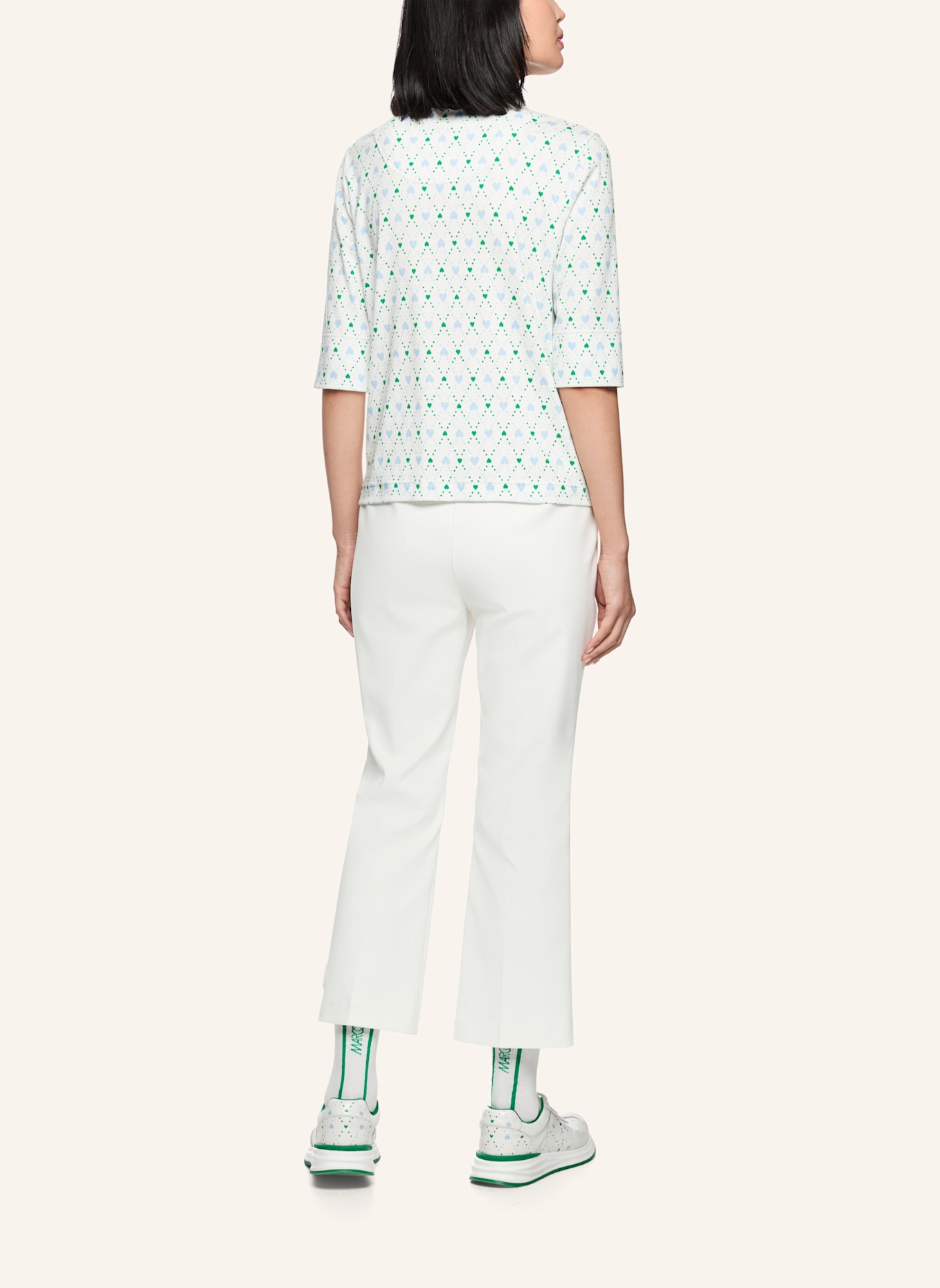 MARC CAIN Poloshirt: WEISS/ CREME