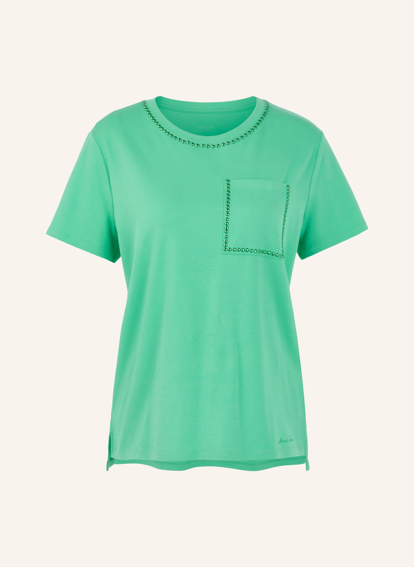 MARC CAIN T-Shirt mit Nieten: HELLGRÜN