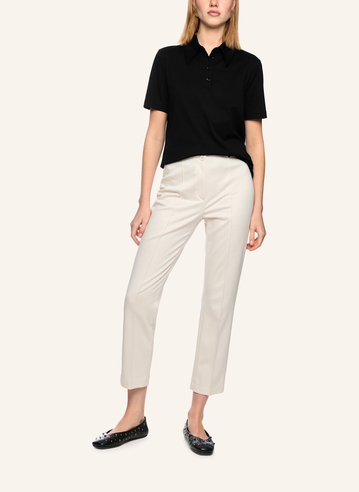 MARC CAIN Jersey-Poloshirt: SCHWARZ