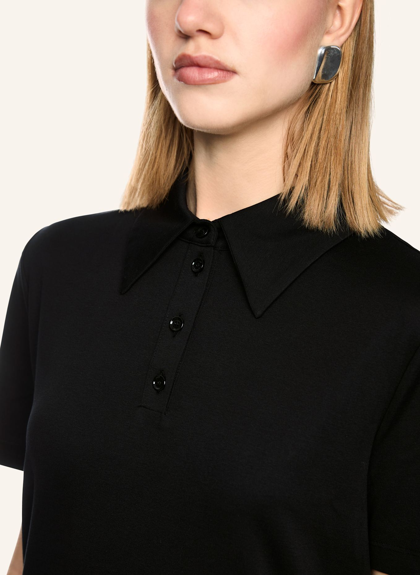 MARC CAIN Jersey-Poloshirt: SCHWARZ