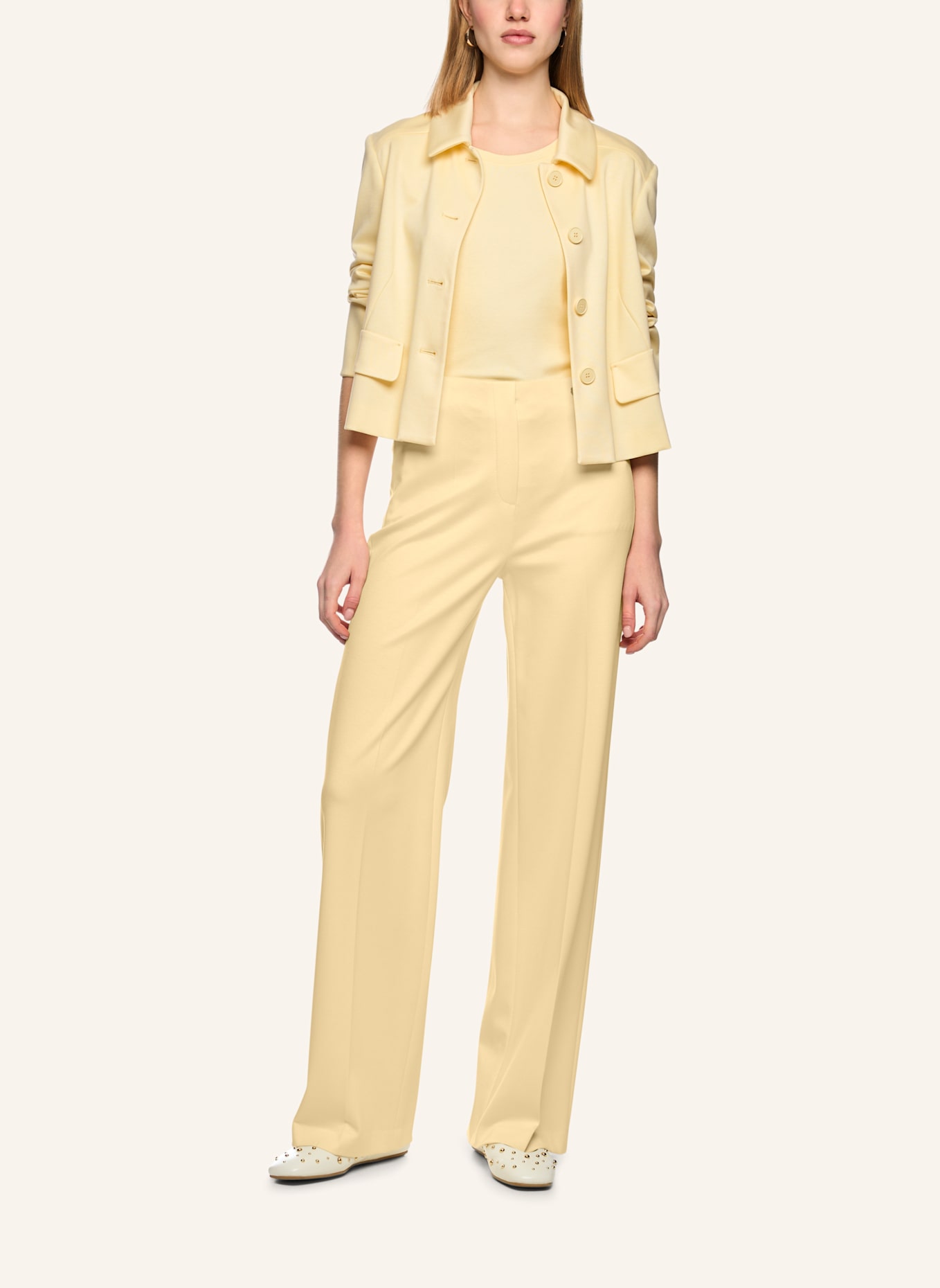 MARC CAIN Marlenehose aus Jersey: CREME