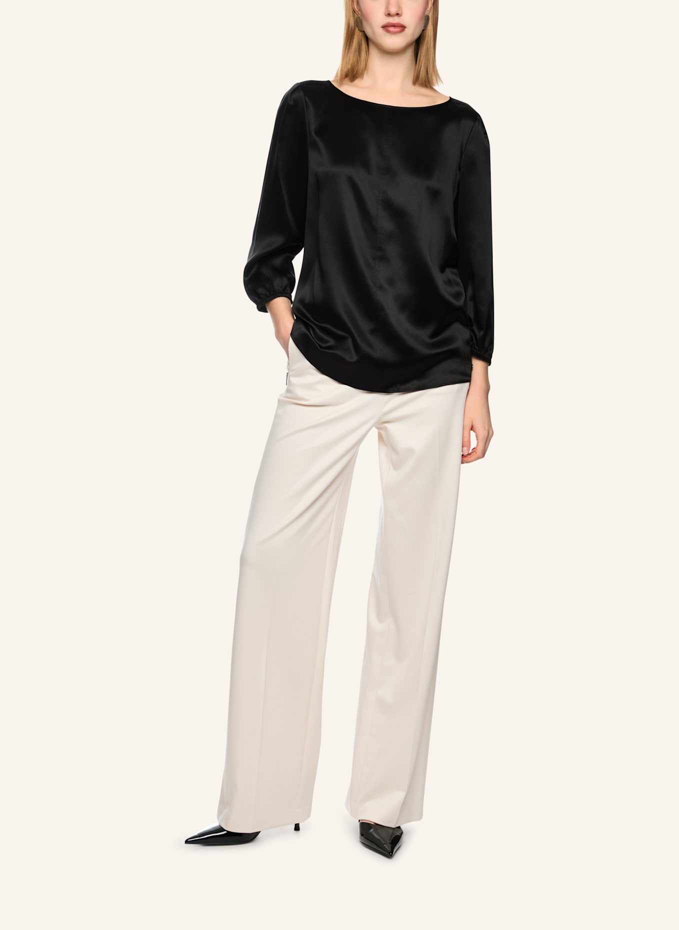 MARC CAIN Seidenbluse mit 3/4-Arm: SCHWARZ