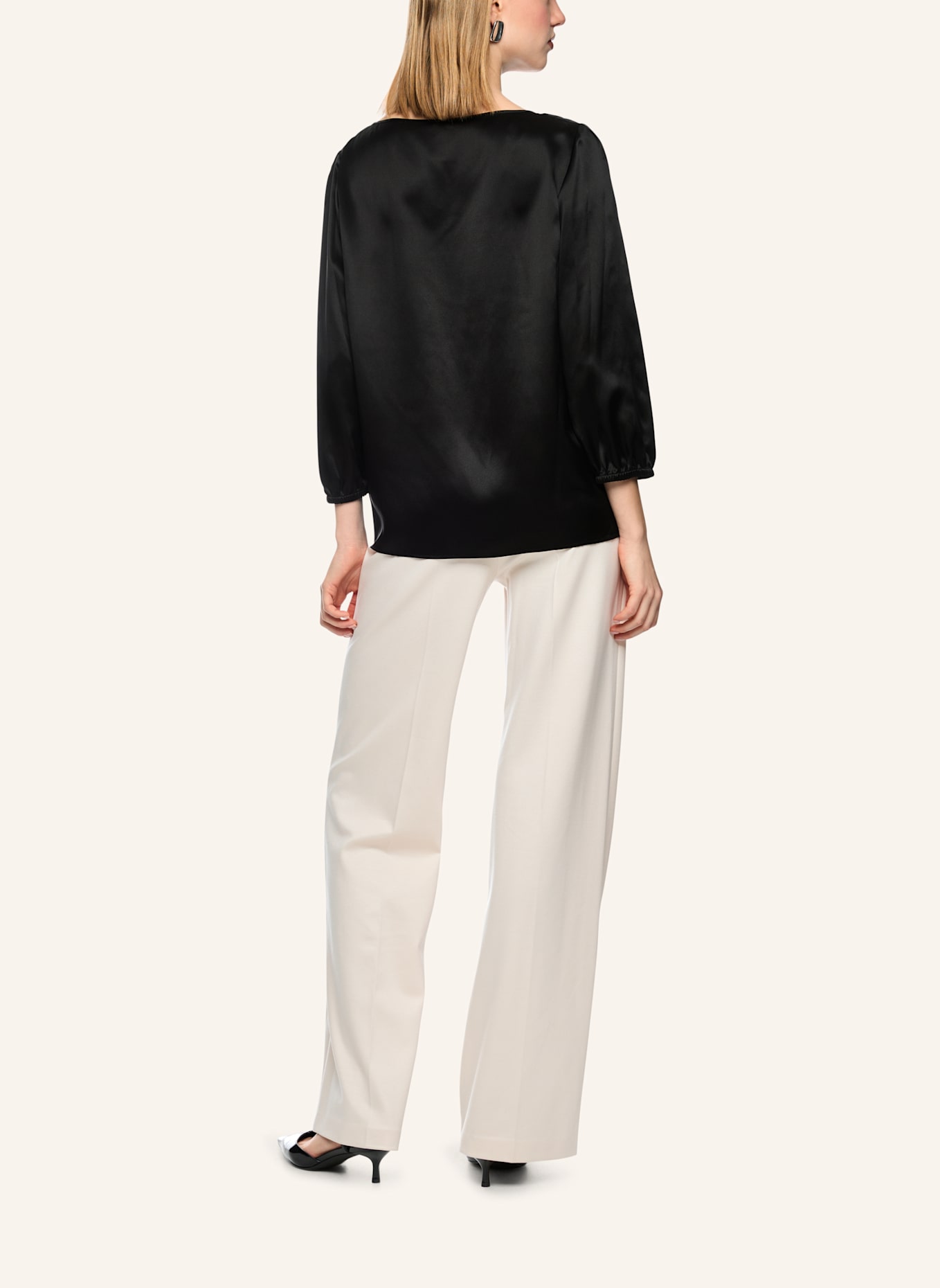 MARC CAIN Seidenbluse mit 3/4-Arm: SCHWARZ