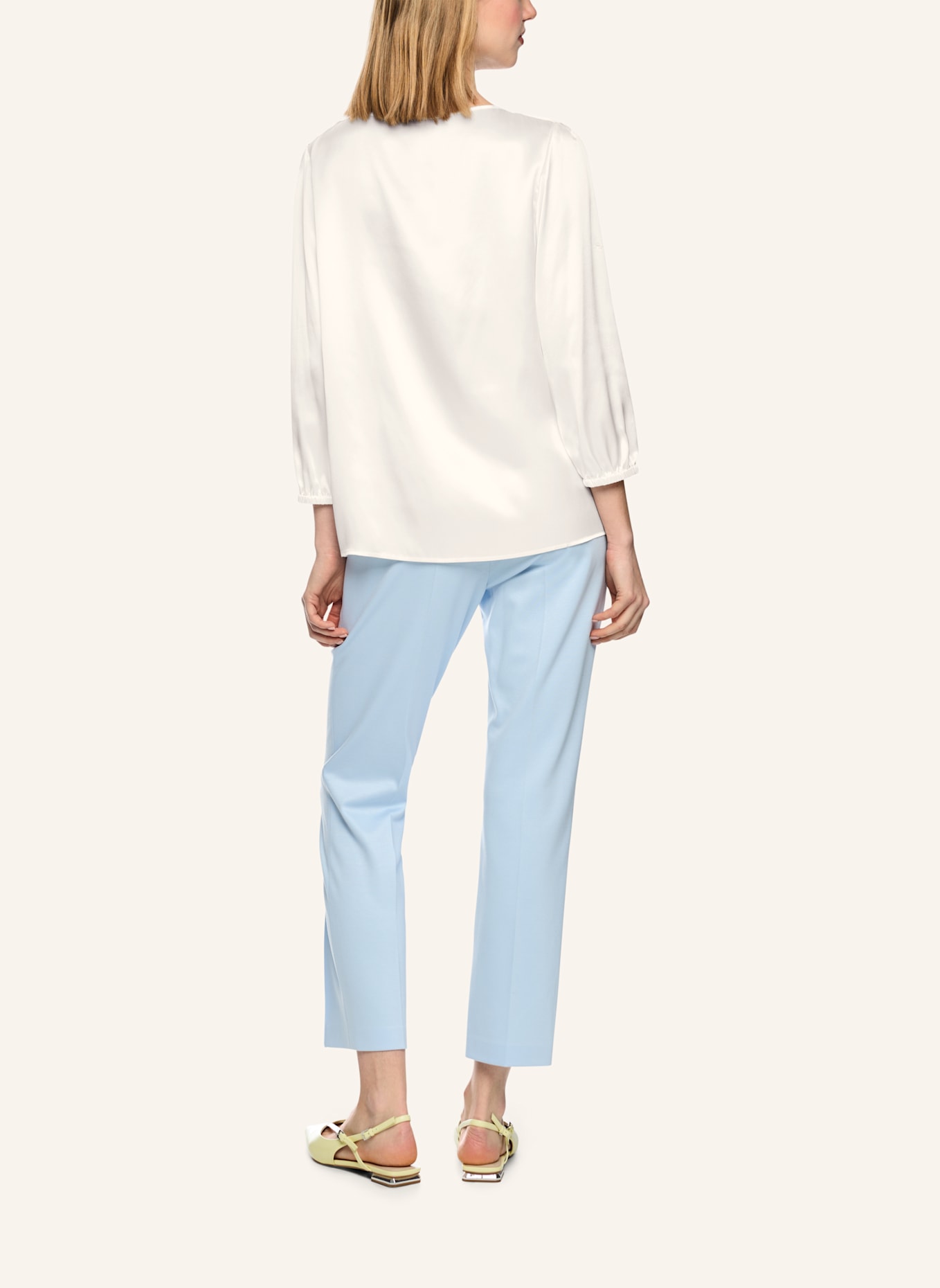 MARC CAIN Seidenbluse mit 3/4-Arm: WEISS/ CREME