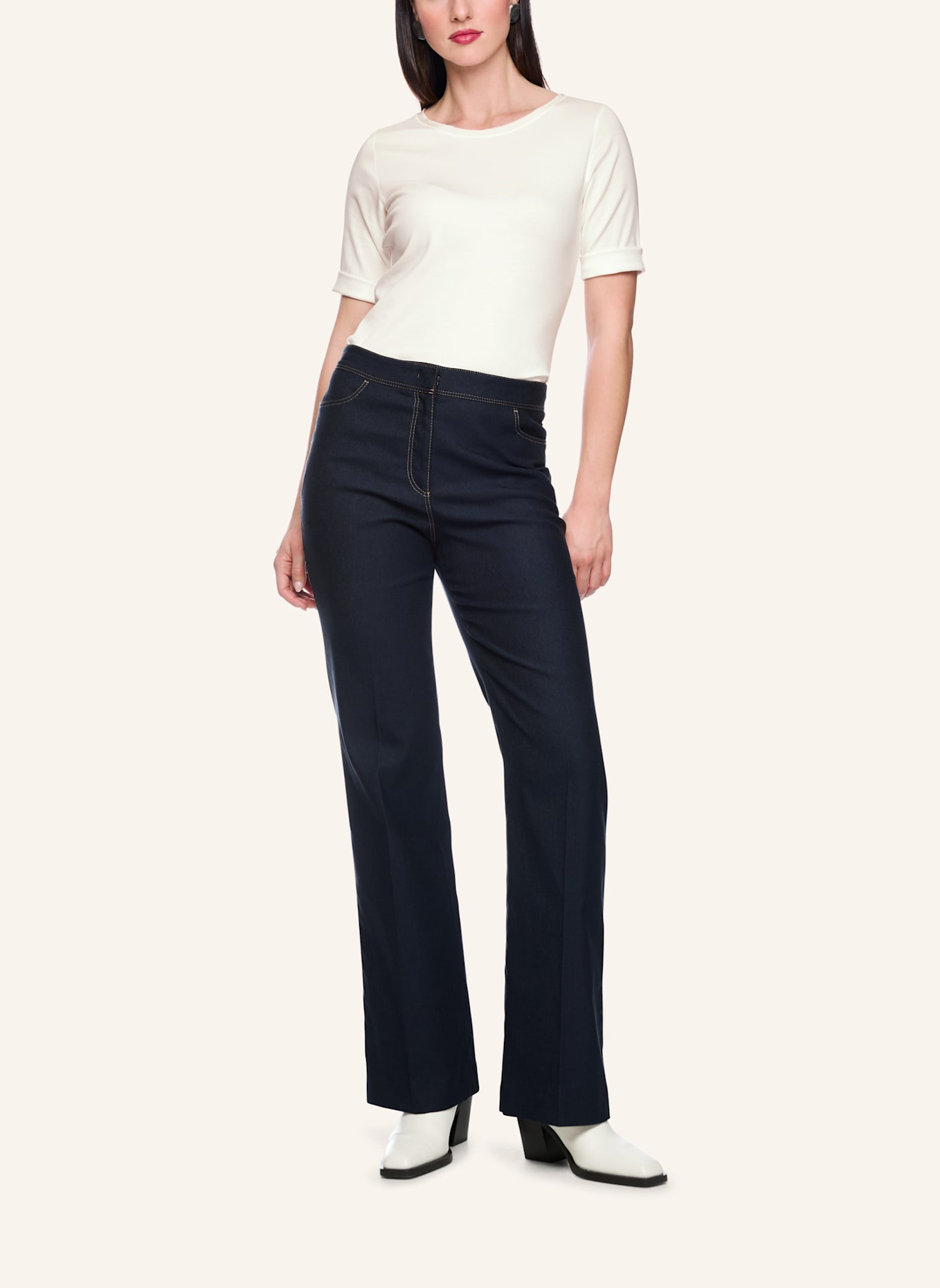 MARC CAIN T-Shirt: WEISS/ CREME