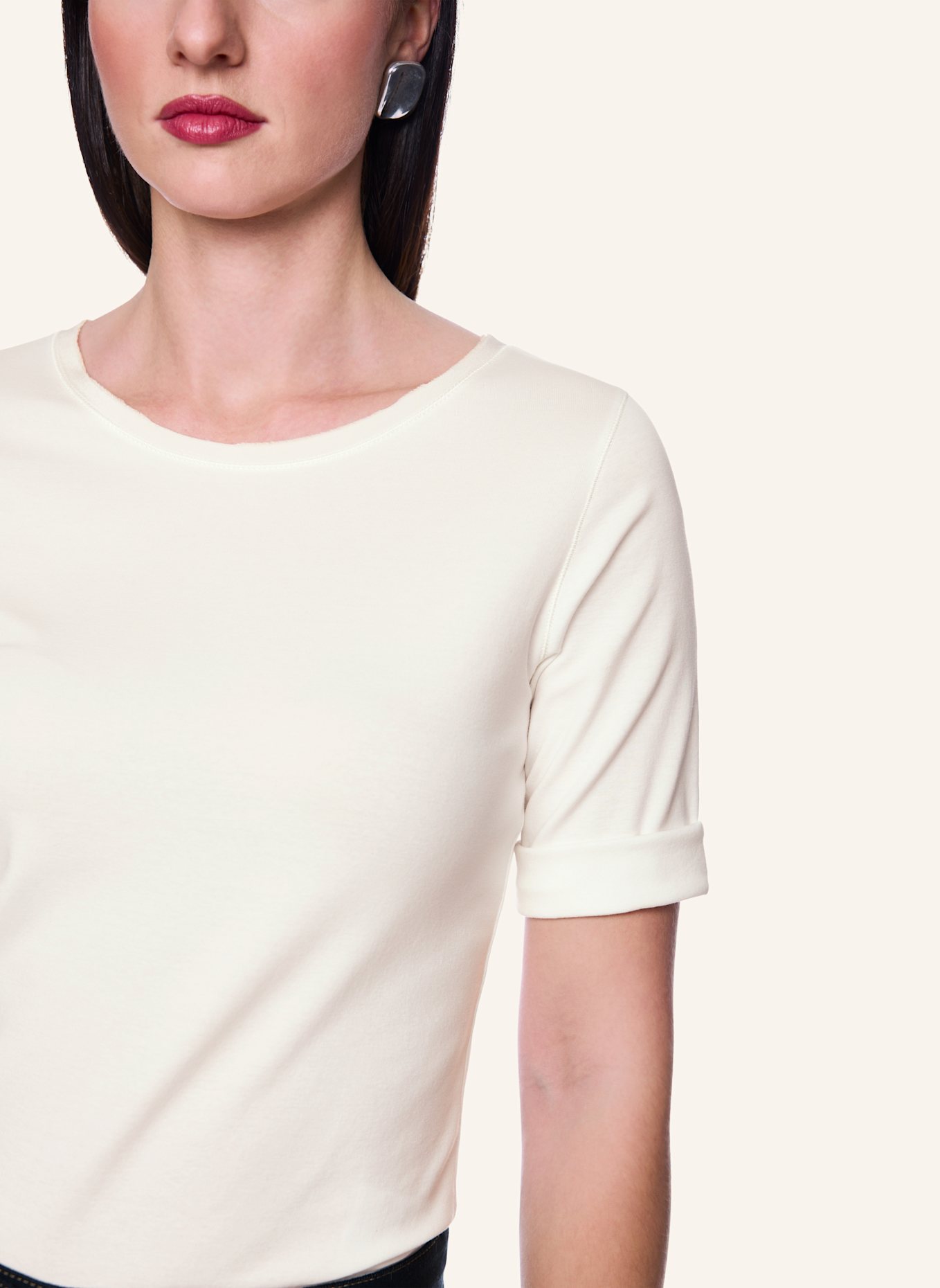 MARC CAIN T-Shirt: WEISS/ CREME