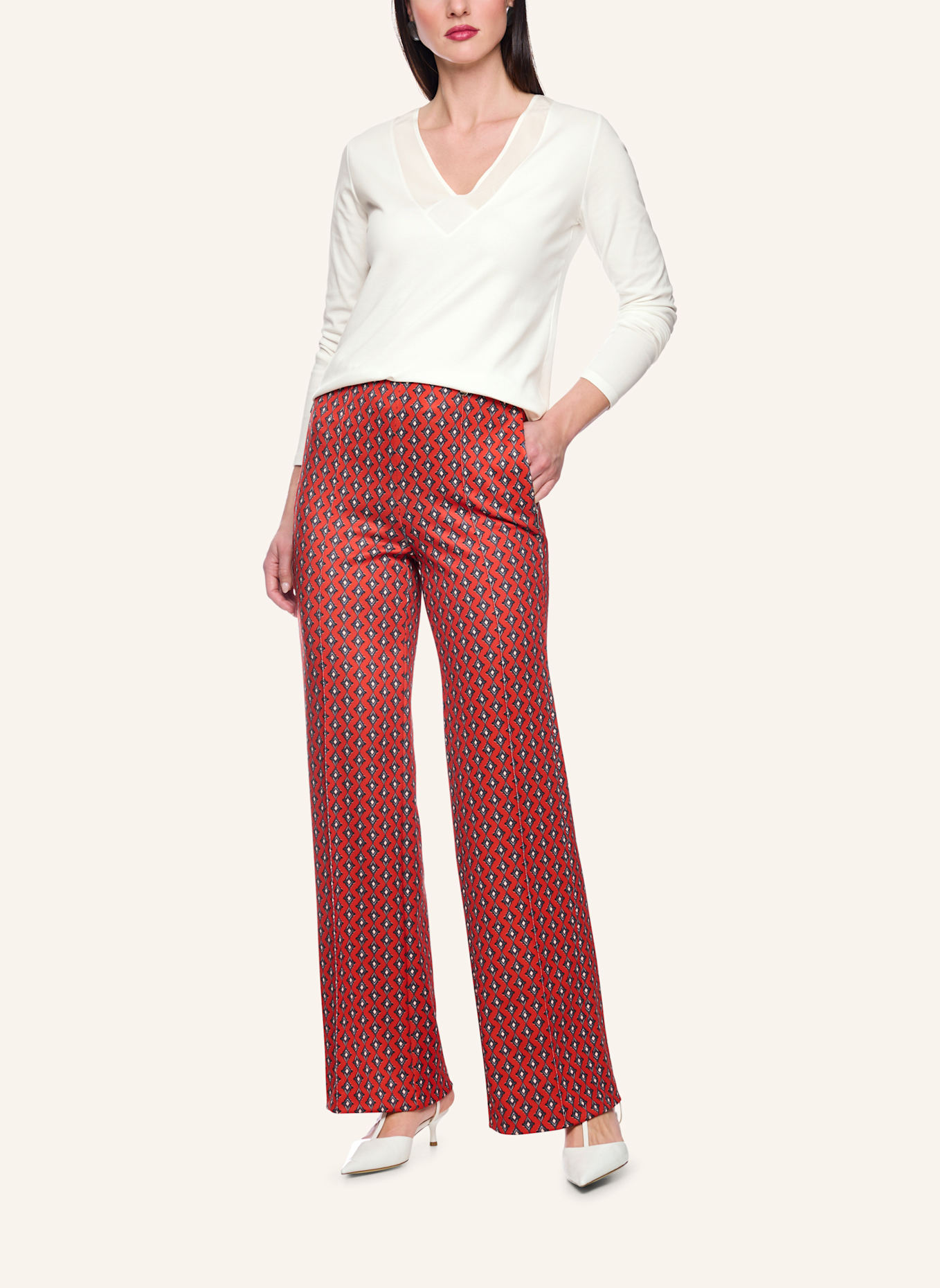 MARC CAIN T-Shirt: WEISS/ CREME