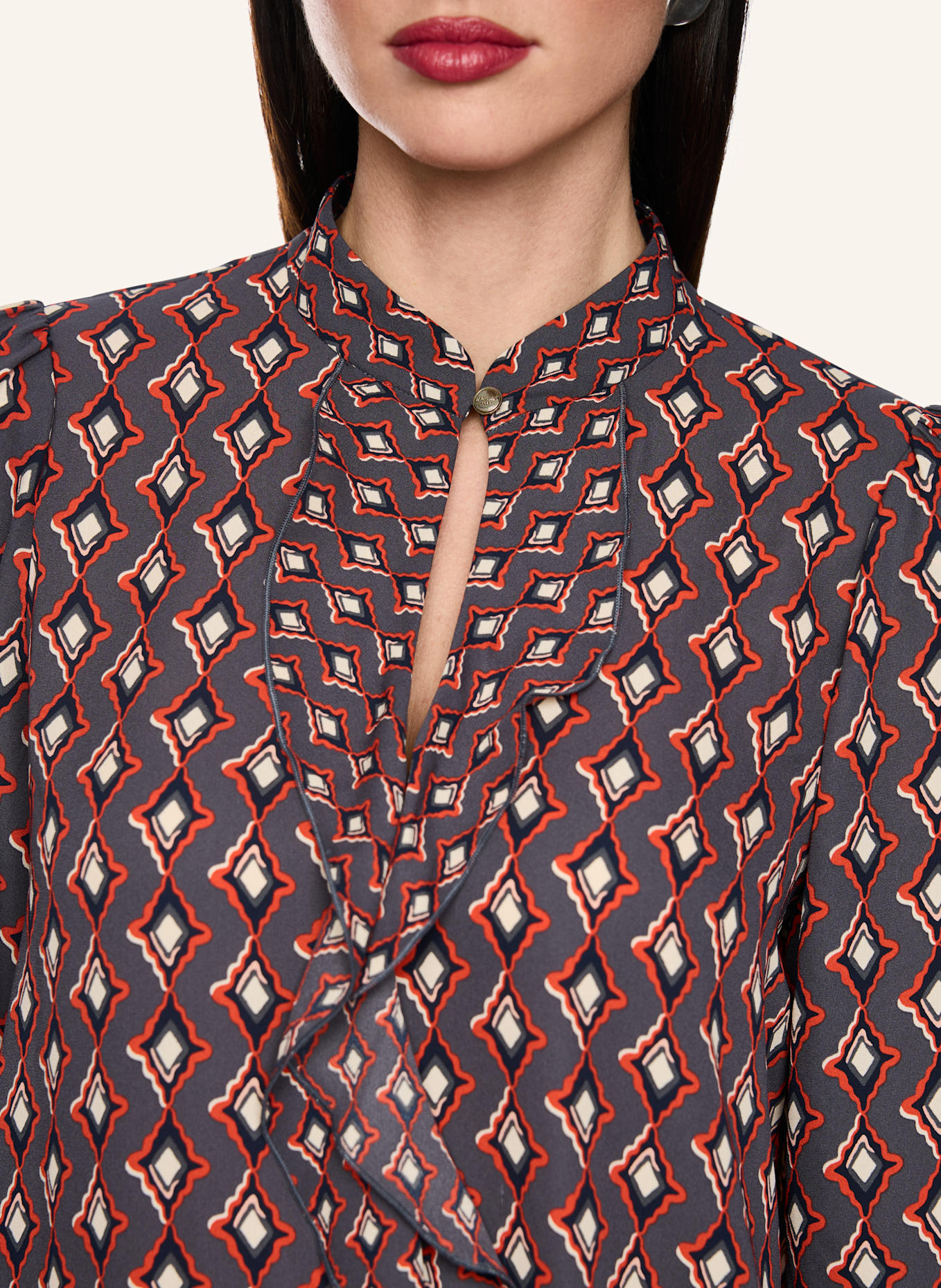 MARC CAIN Blusenshirt mit Volants: BLAU