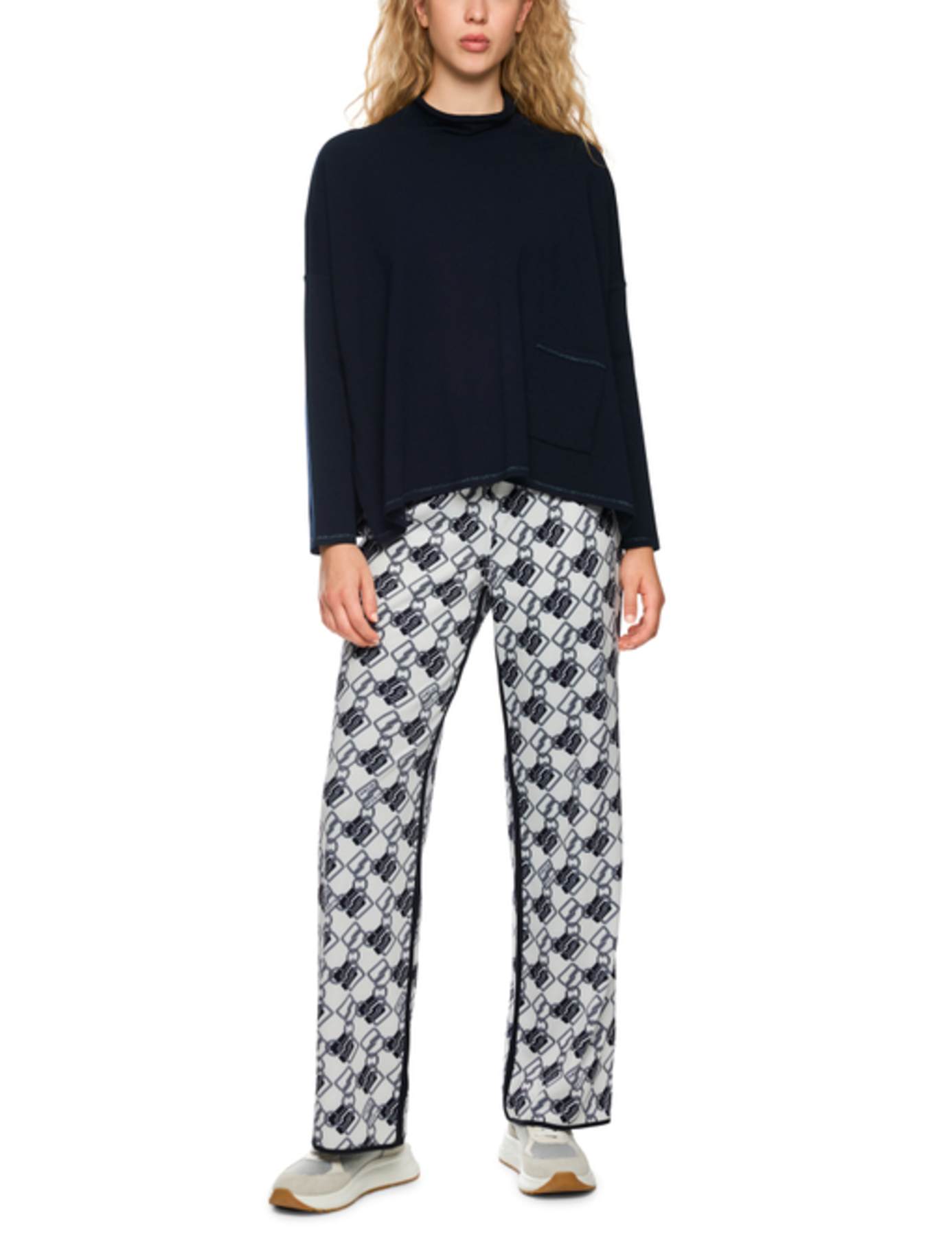 MARC CAIN Pullover mit Glitzergarn: DUNKELBLAU