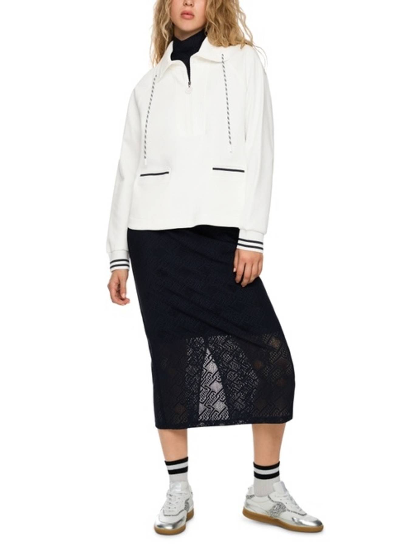 MARC CAIN Sweat-Shirt: WEISS/ CREME