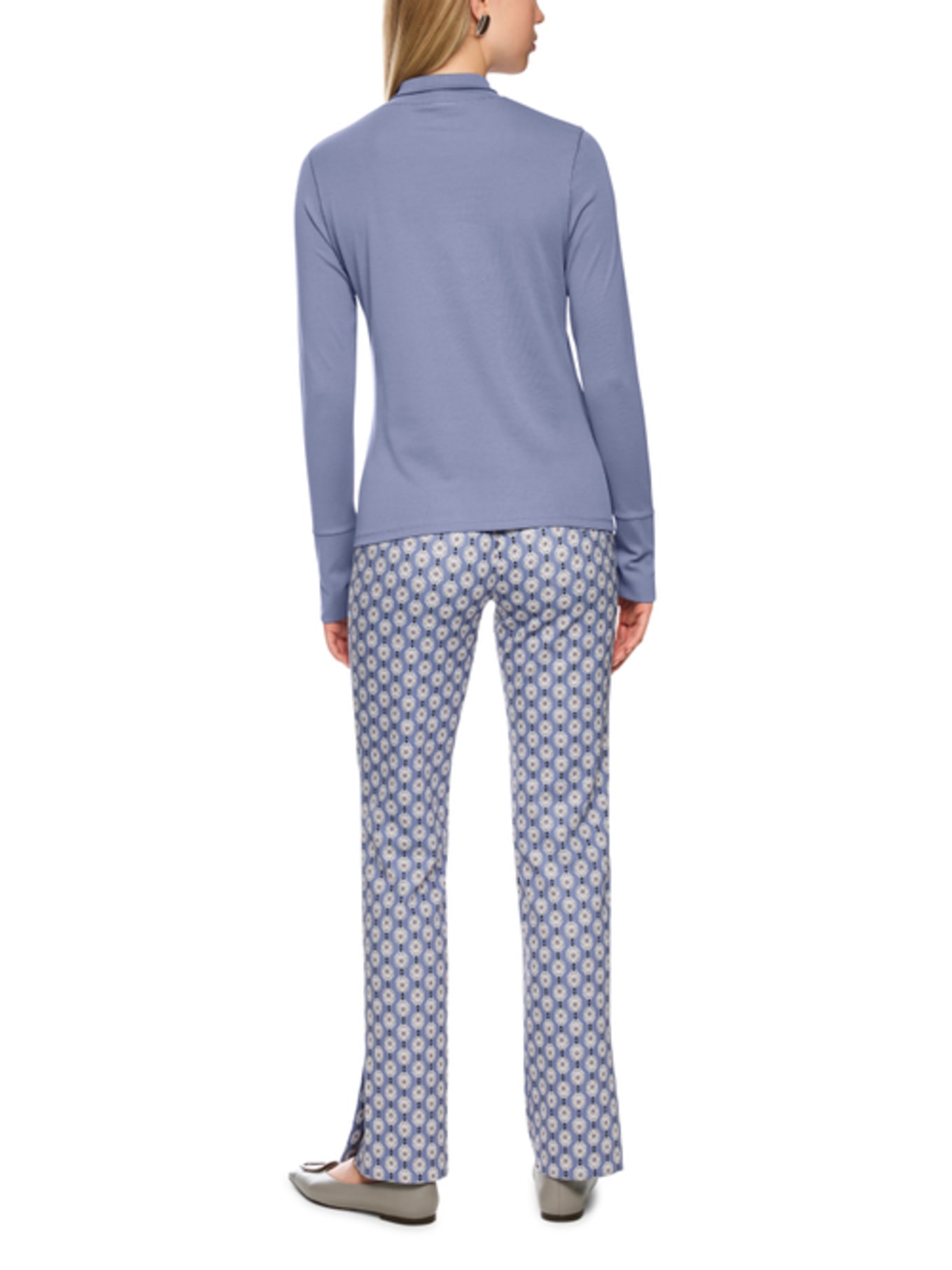 MARC CAIN Longsleeve mit Schmucksteinen: LILA