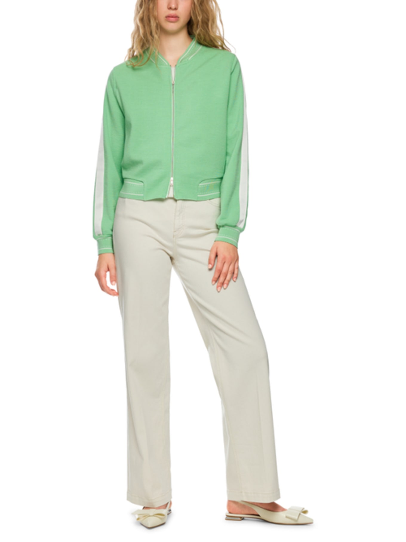 MARC CAIN Blouson mit Galonstreifen: HELLGRÜN