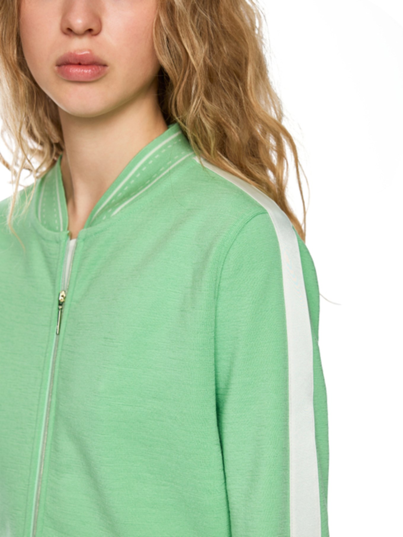 MARC CAIN Blouson mit Galonstreifen: HELLGRÜN