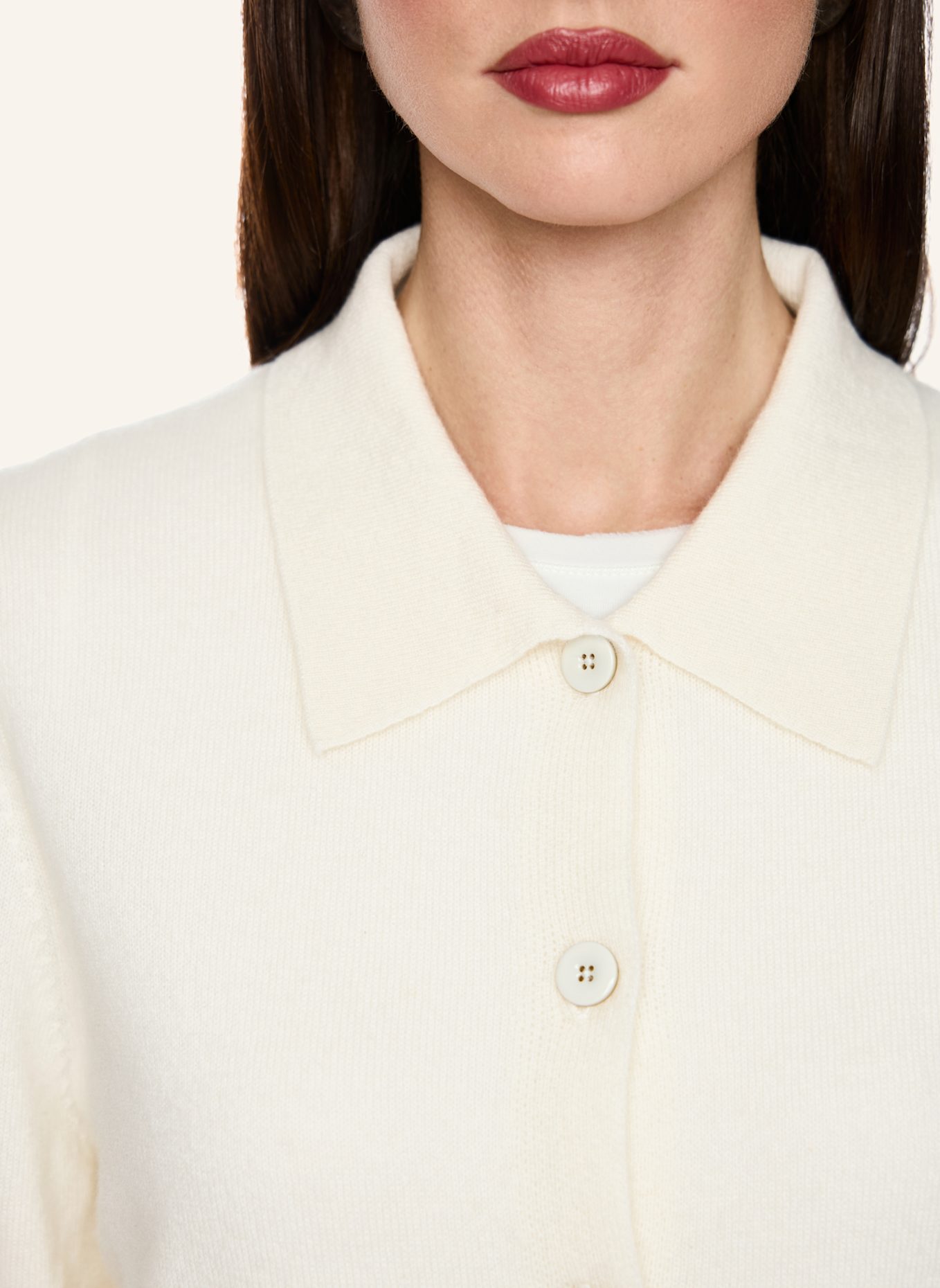 MARC CAIN Strickjacke aus Cashmere: WEISS/ CREME