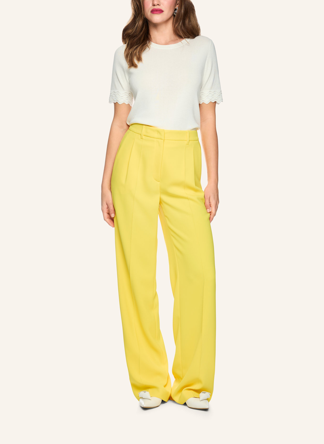 MARC CAIN Pullover: WEISS/ CREME