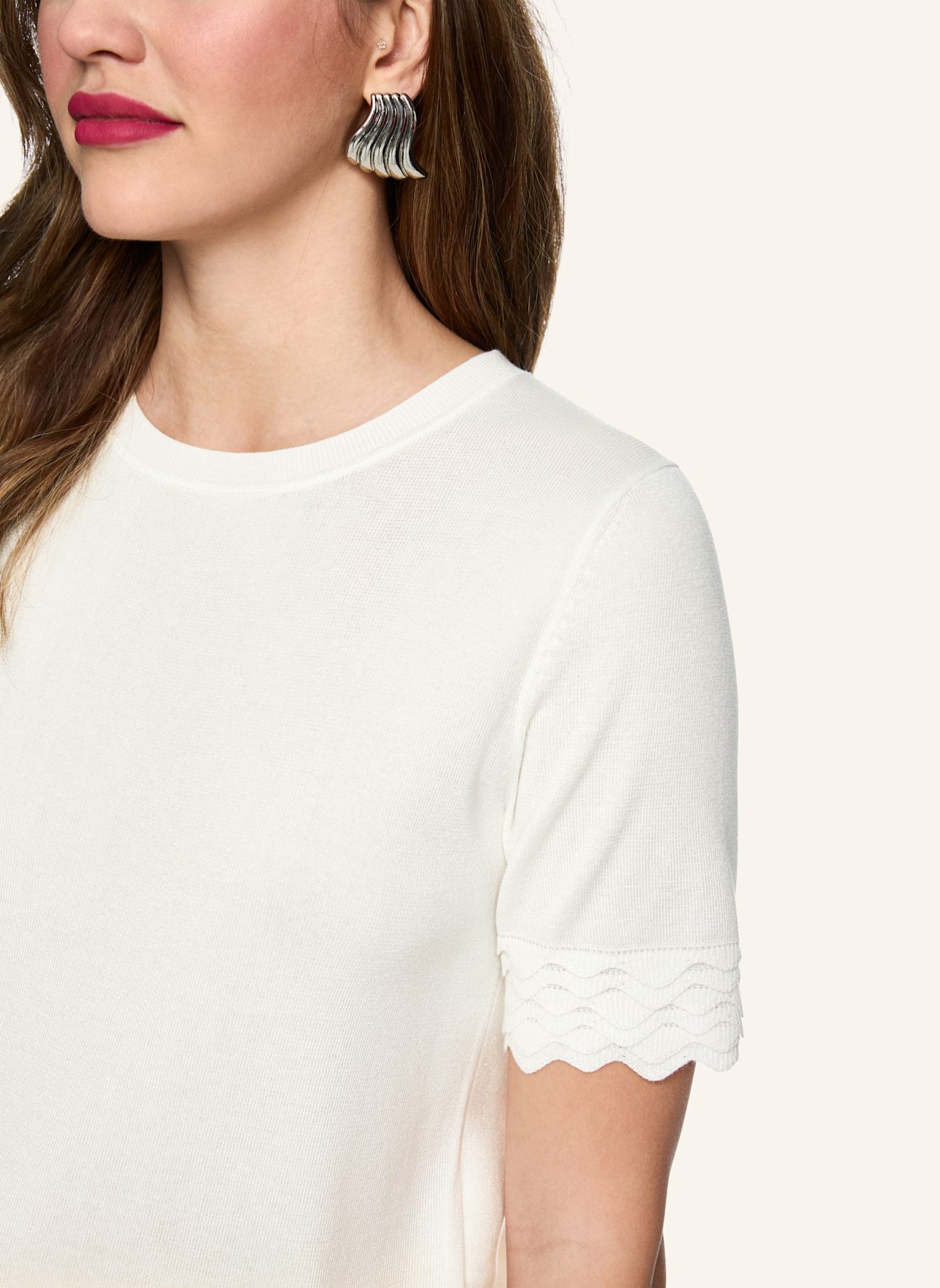 MARC CAIN Pullover: WEISS/ CREME