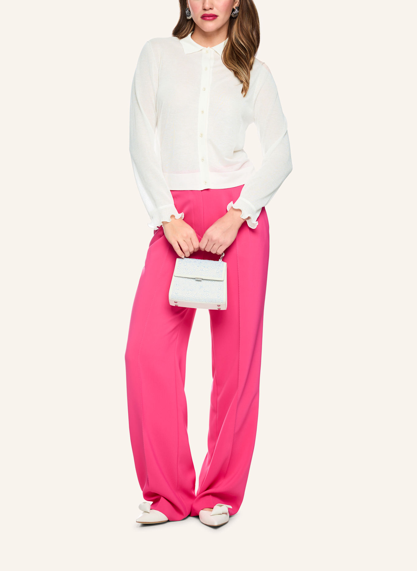 MARC CAIN Cardigan: WEISS/ CREME