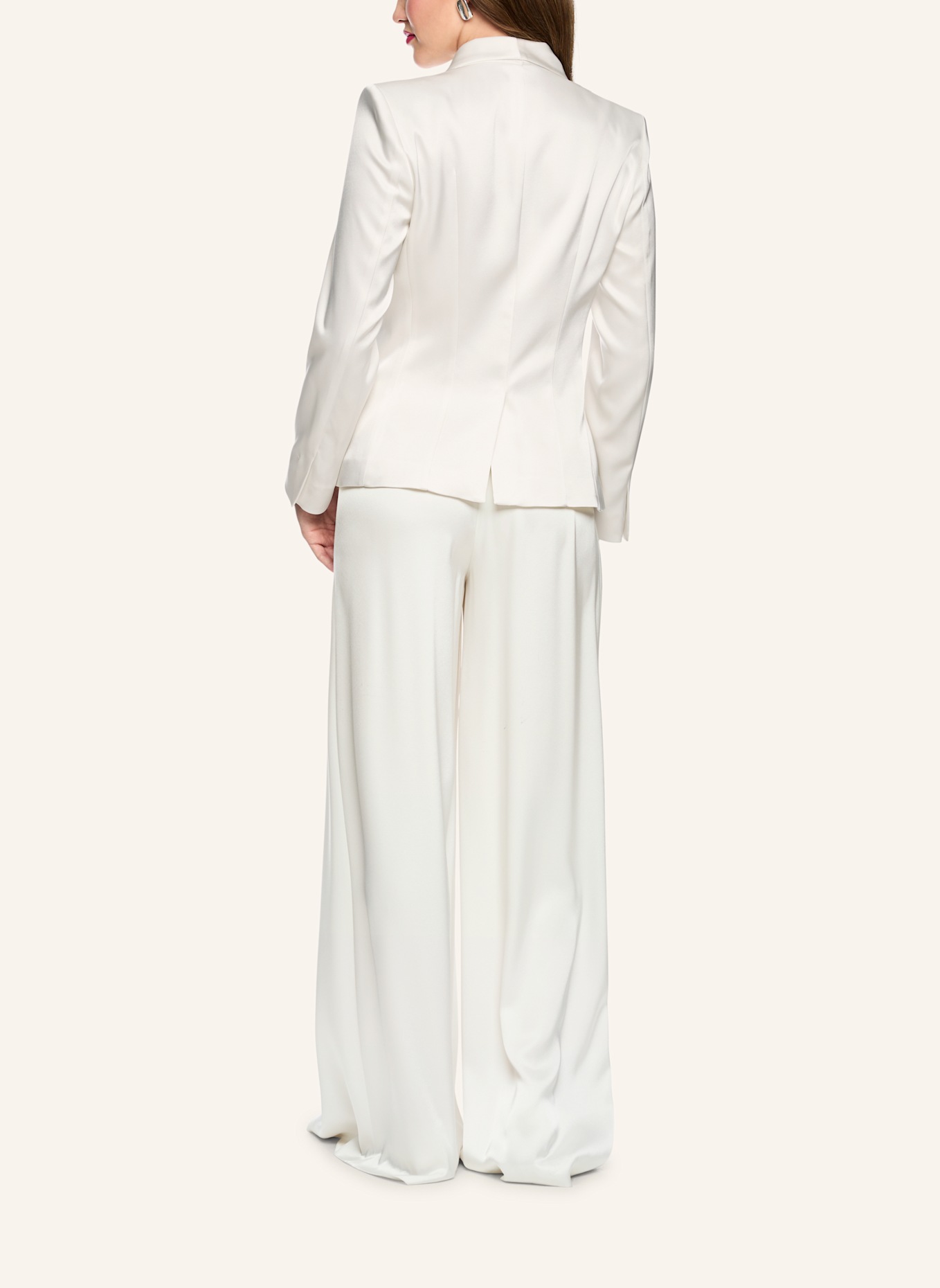 MARC CAIN Satinblazer: WEISS/ CREME