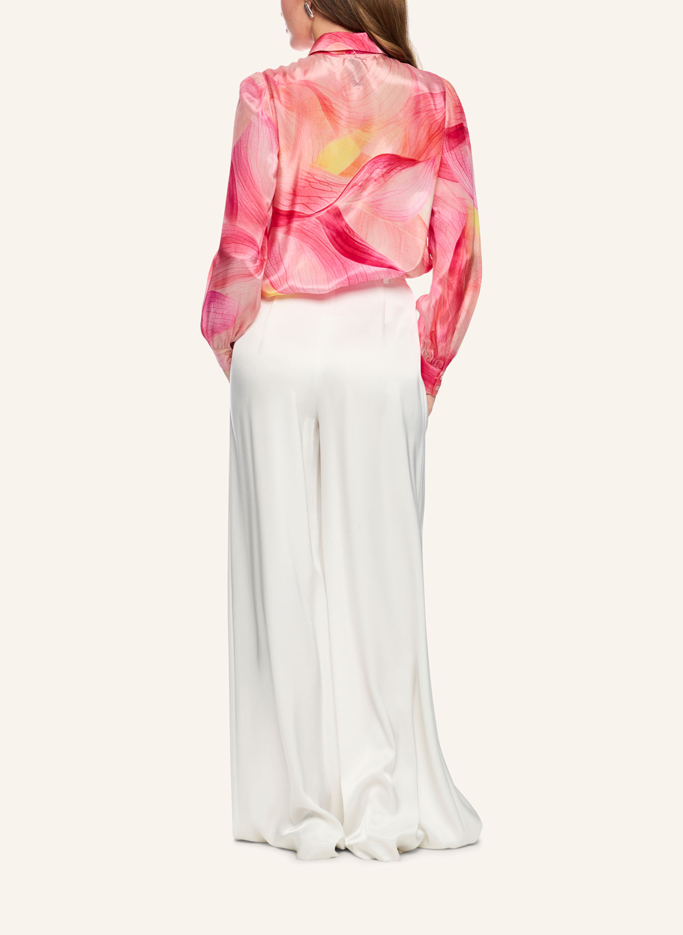 MARC CAIN Marlenehose WARANGAL aus Satin: WEISS/ CREME