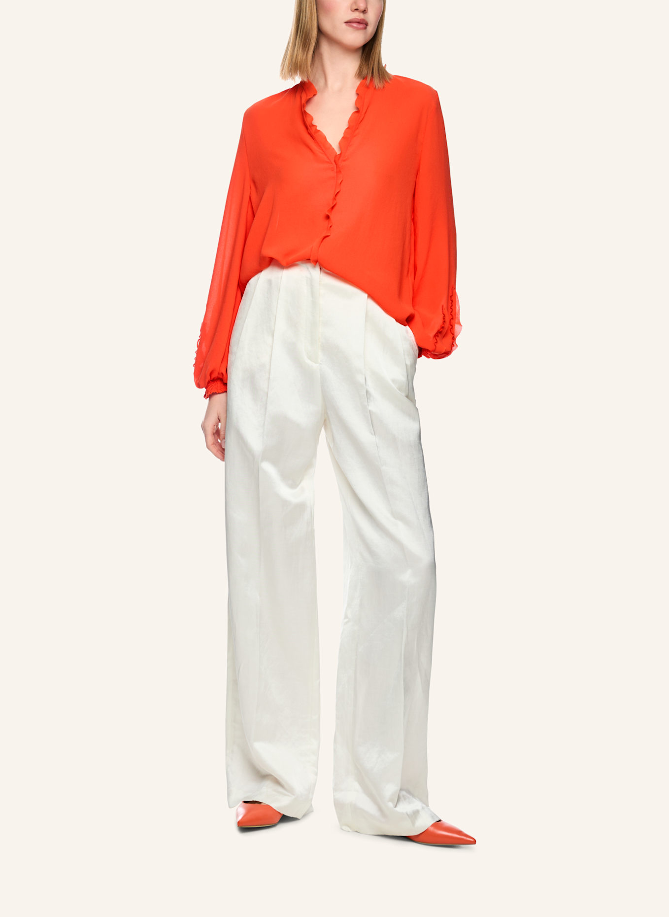 MARC CAIN Blusenshirt mit Rüschen: ROT