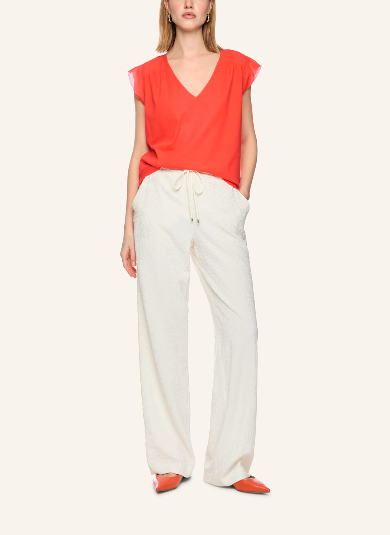 MARC CAIN Top im Materialmix: ROT