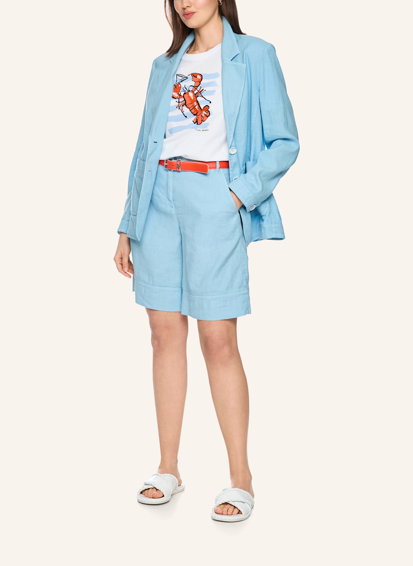 MARC CAIN Blazer mit Leinen: HELLBLAU