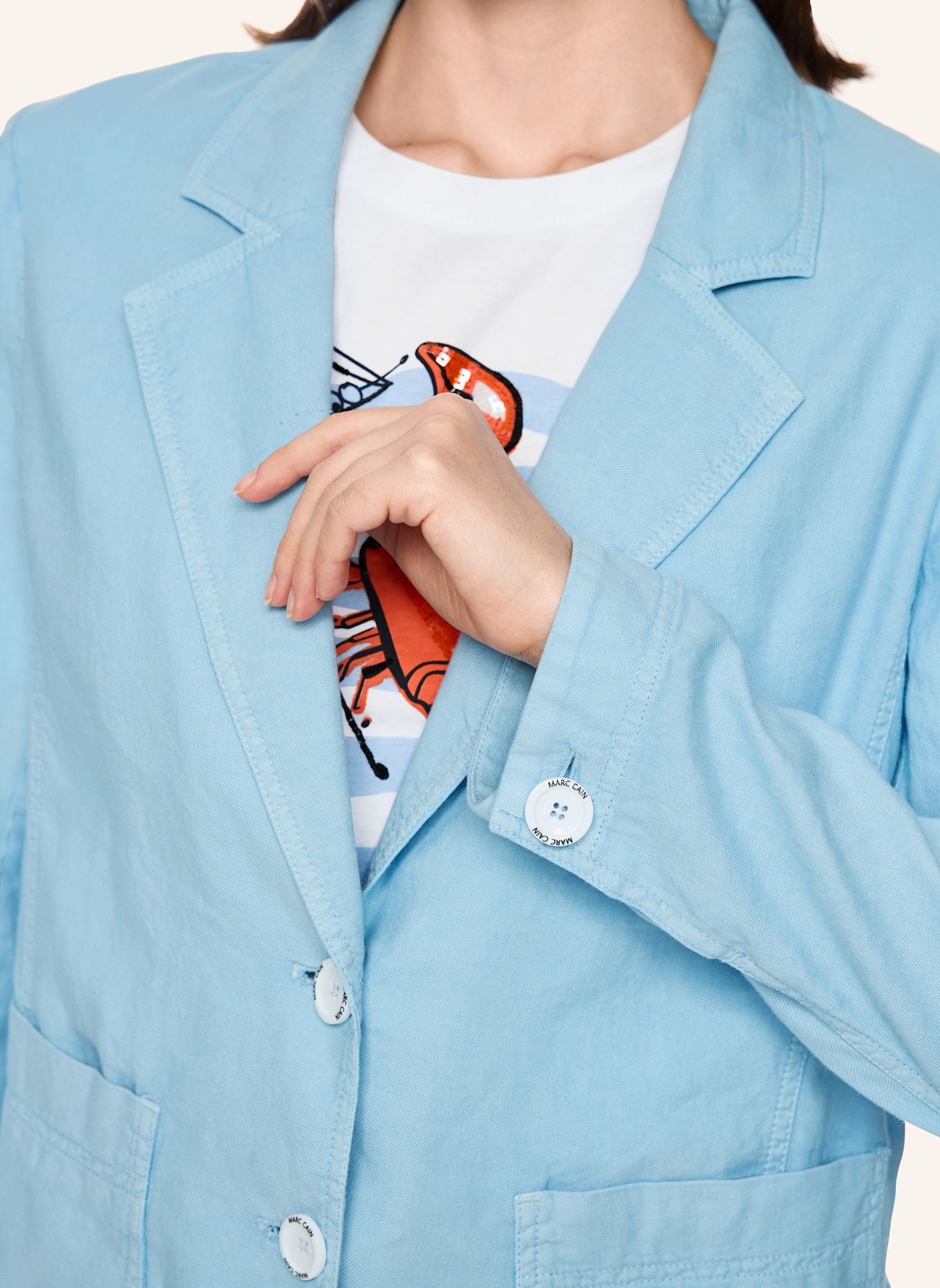 MARC CAIN Blazer mit Leinen: HELLBLAU