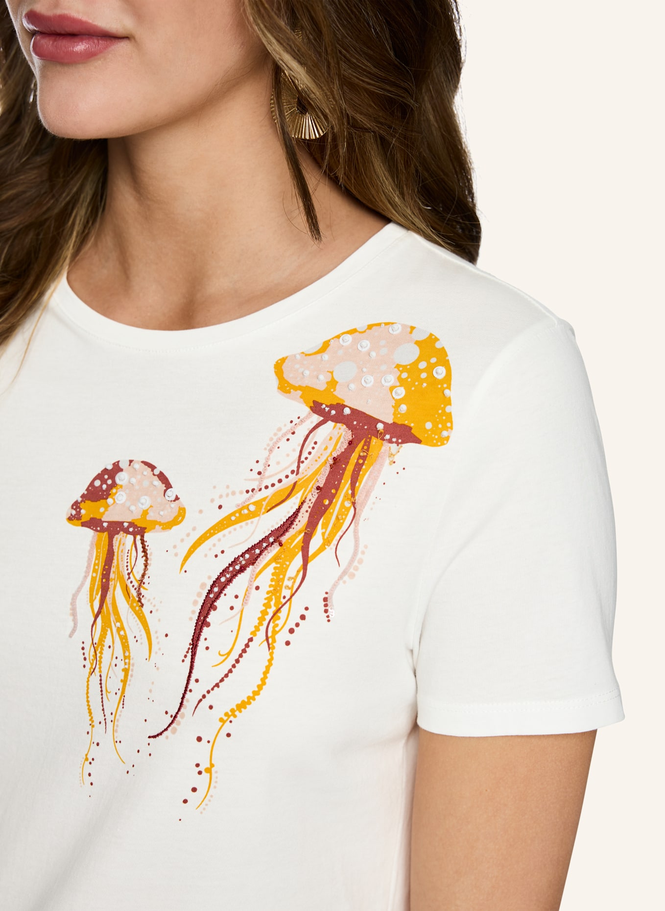 MARC CAIN T-Shirt: WEISS/ CREME