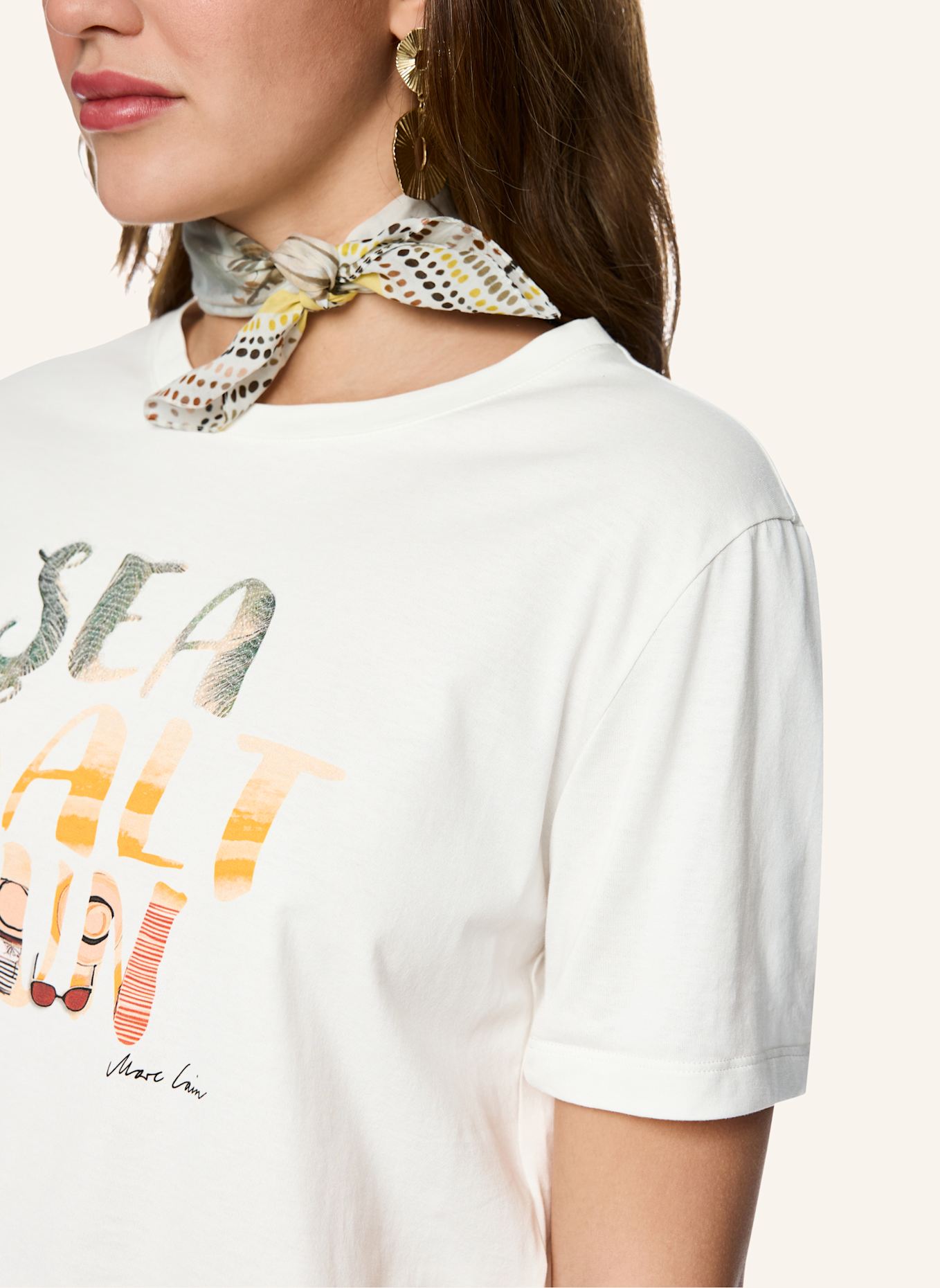 MARC CAIN T-Shirt: WEISS/ CREME