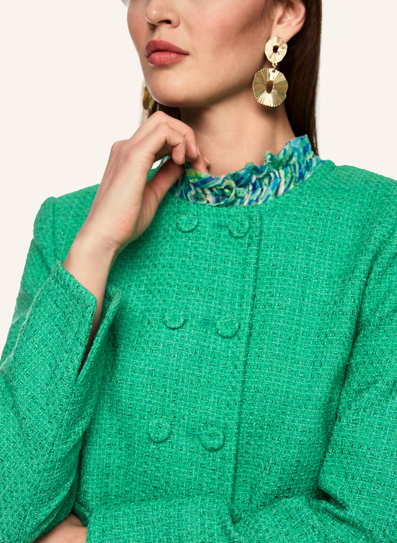 MARC CAIN Tweed-Jacke: HELLGRÜN