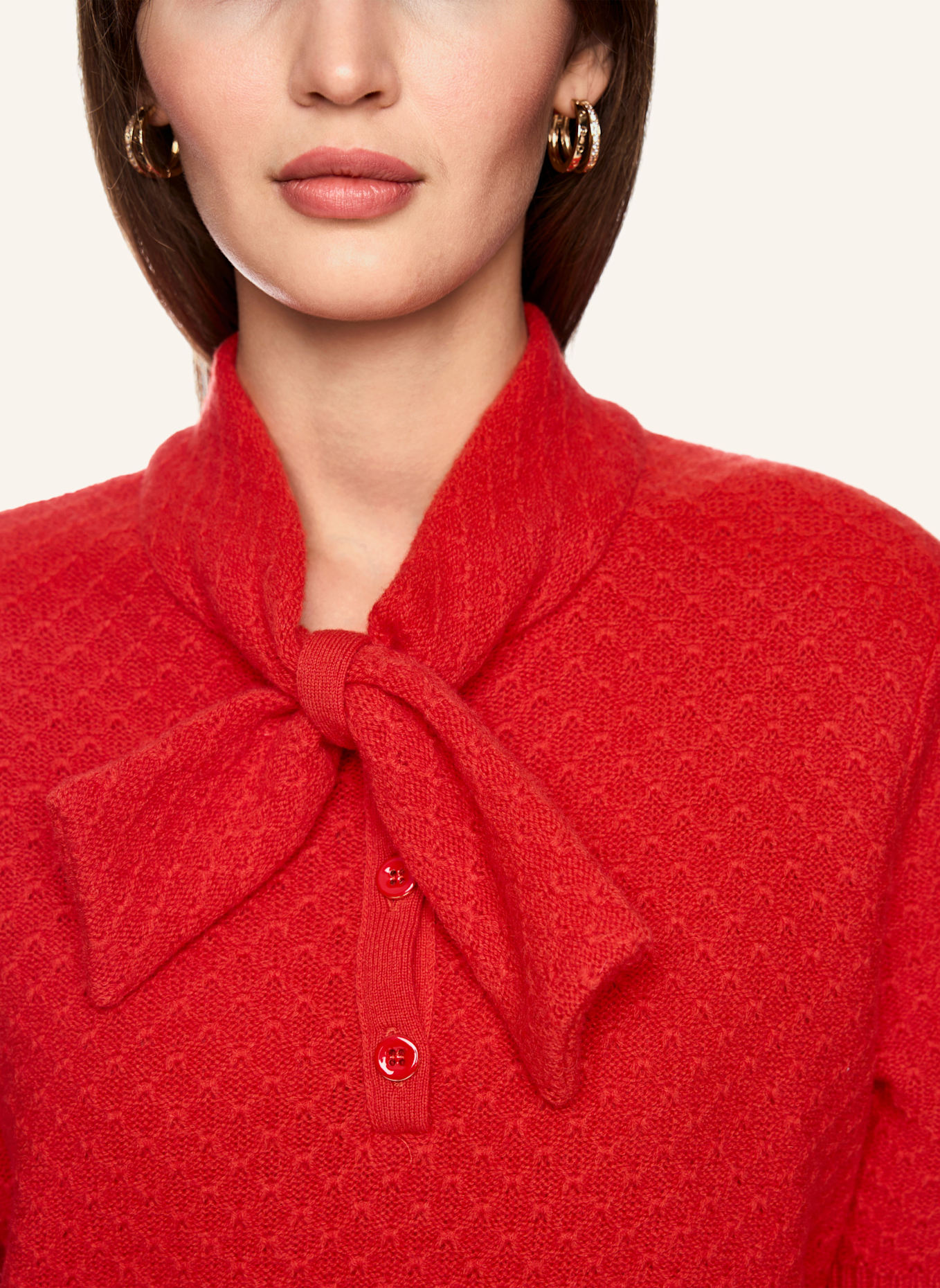 MARC CAIN Strickshirt mit Schluppe: ROT