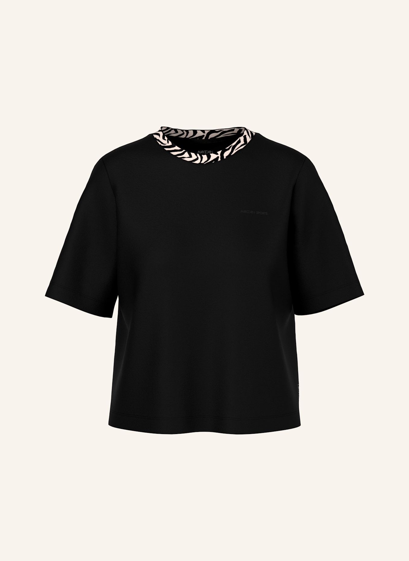 MARC CAIN T-Shirt mit Schmucksteinen: SCHWARZ